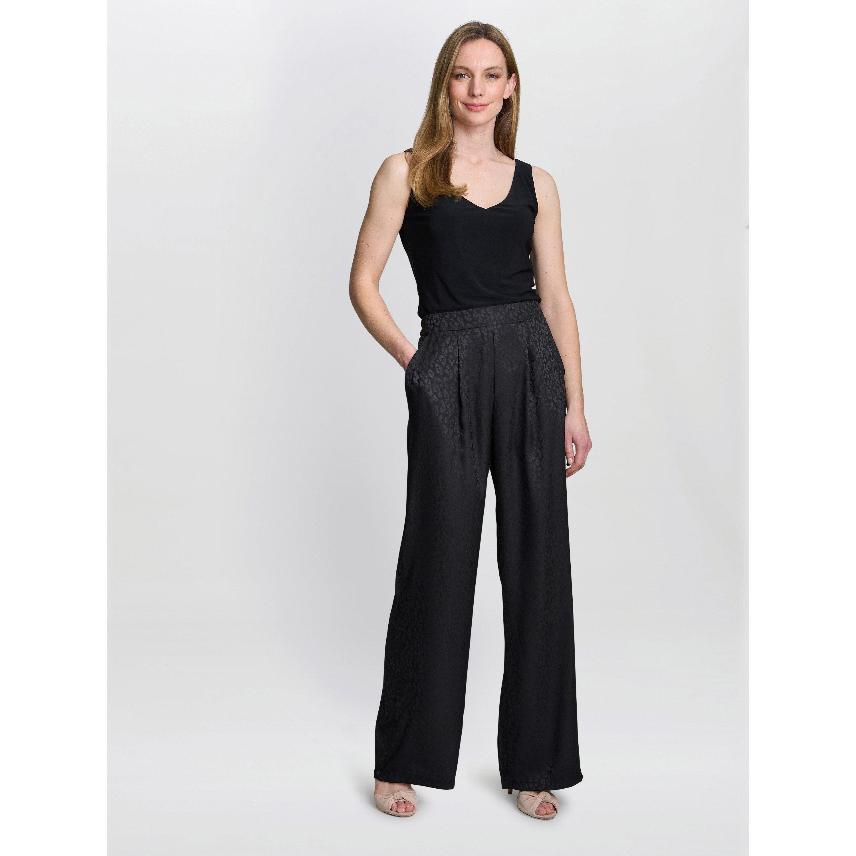 Black - Gina Bacconi - Sabine Satin Jacquard Pull On Trouser - 2
