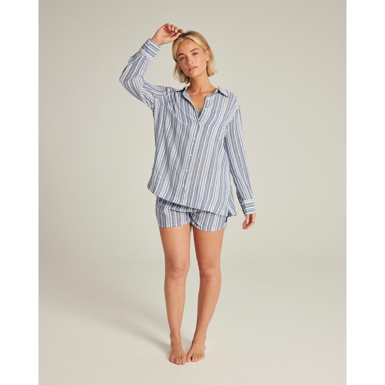 White/Navy - Nudea - PJ SHIRT ORGANIC COTTON GAUZE - 3