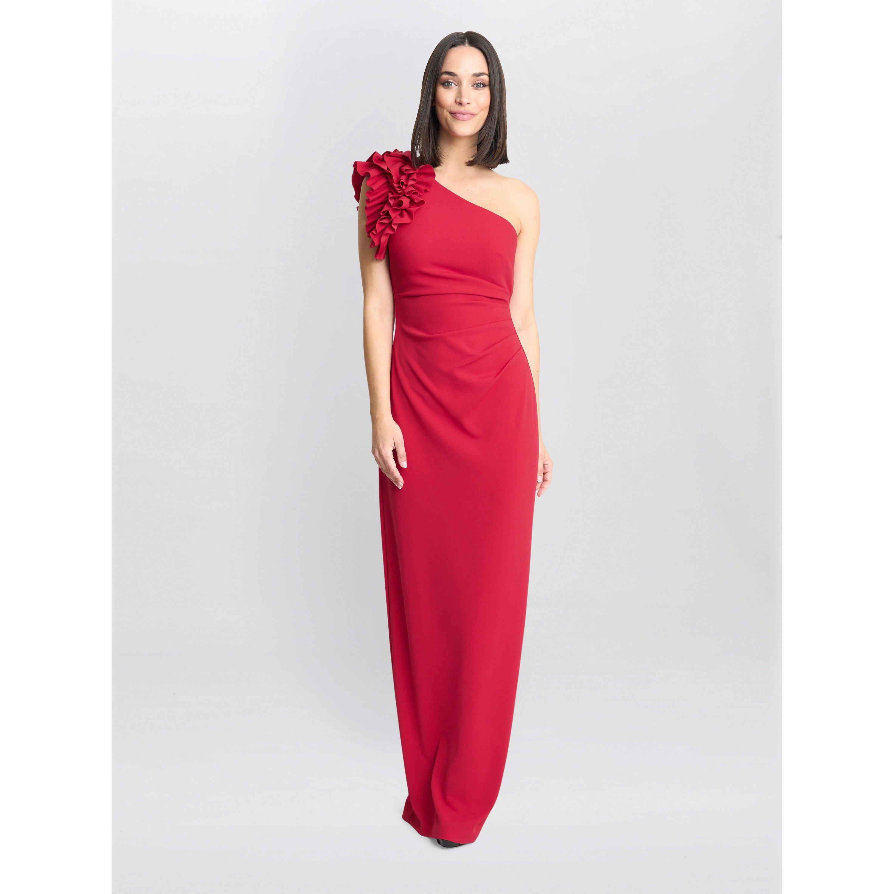 Gina Bacconi Women's Nicole Ruffled One Shoulder Maxi Dress - Red - 16