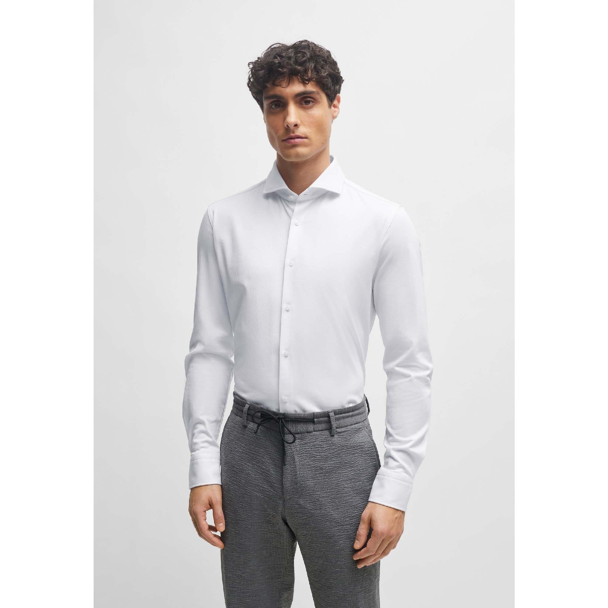White - Boss - P-Hank-Spread-C1-222 Slim Fit Shirt - 3