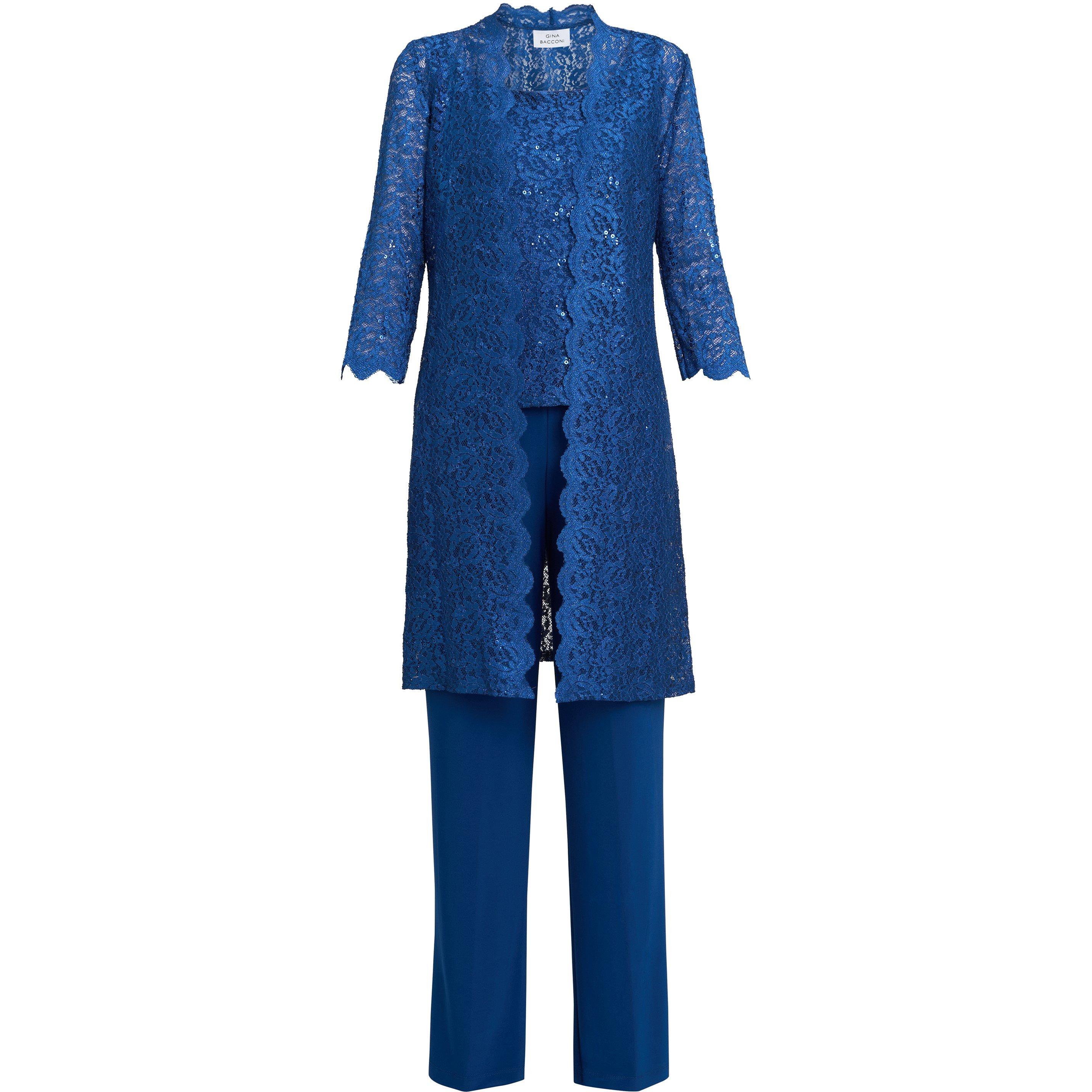 Peacock - Gina Bacconi - Brea Three Piece Metallic Trouser Suit - 4