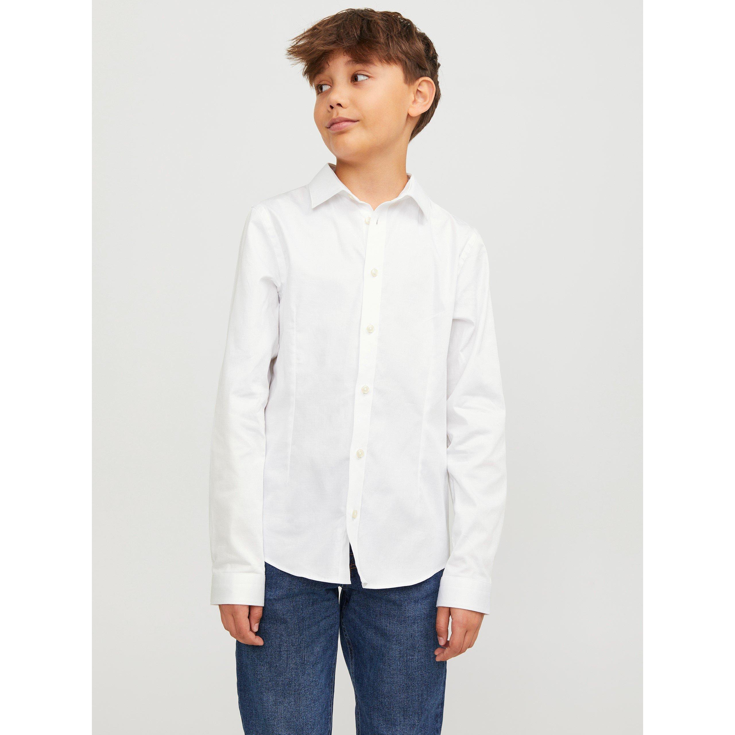 Jack And Jones Boys Kids' Long-Sleeve Plain Shirt - White - 10 Years