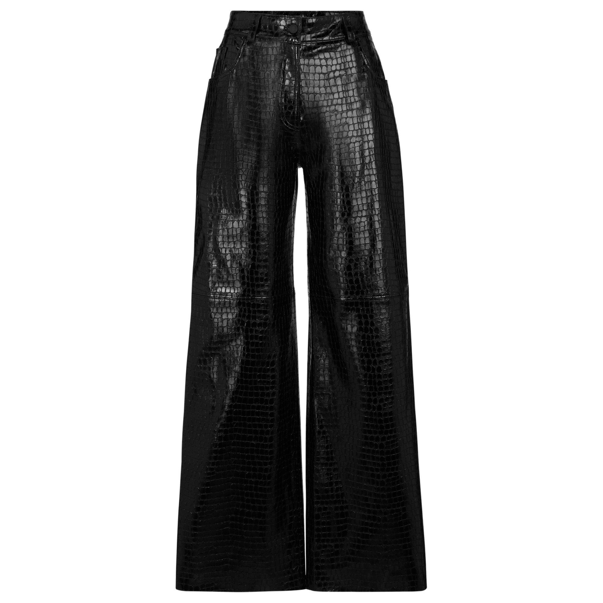 Black 001 - Hugo - Women's Hugara Leather Trousers - 7