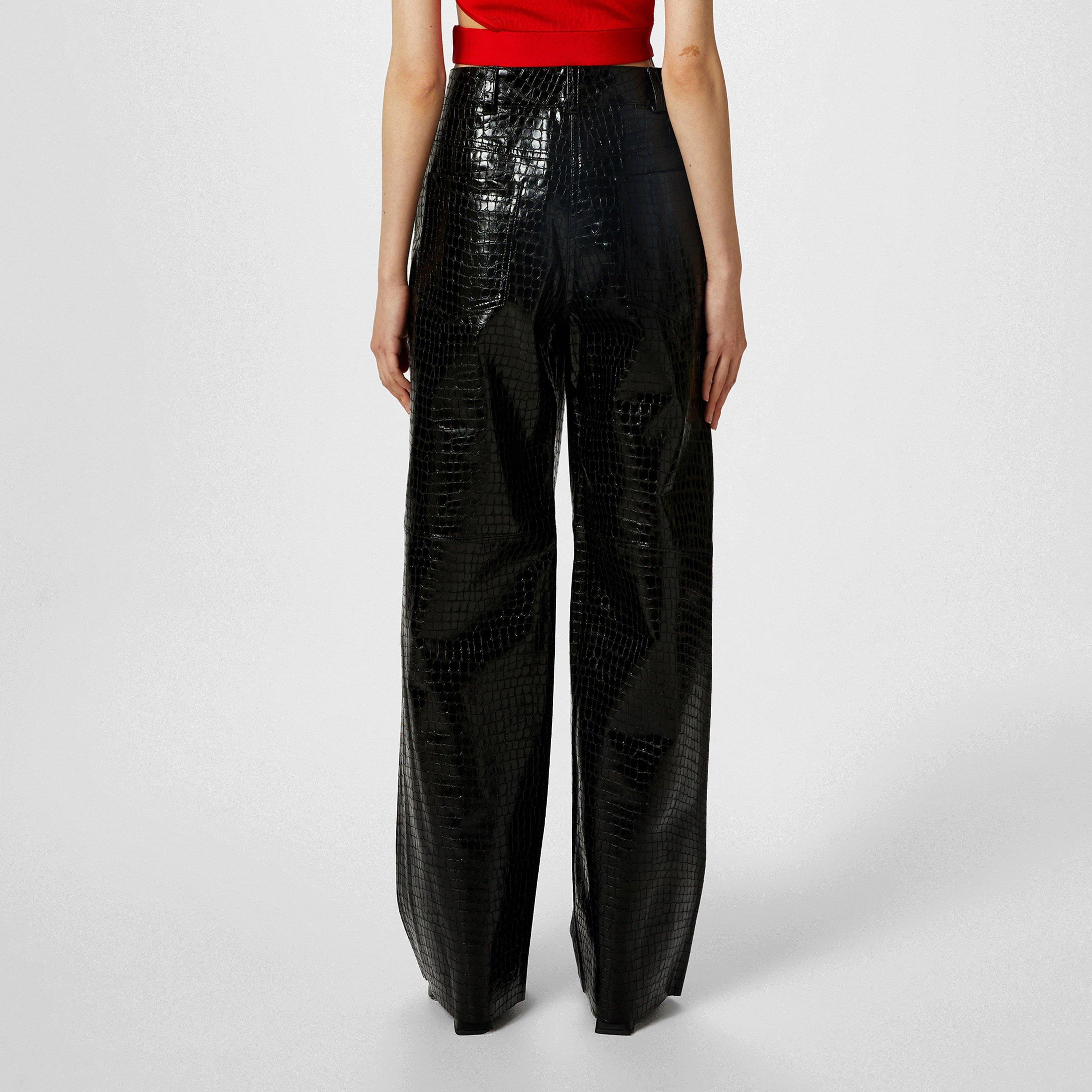 Black 001 - Hugo - Women's Hugara Leather Trousers - 3