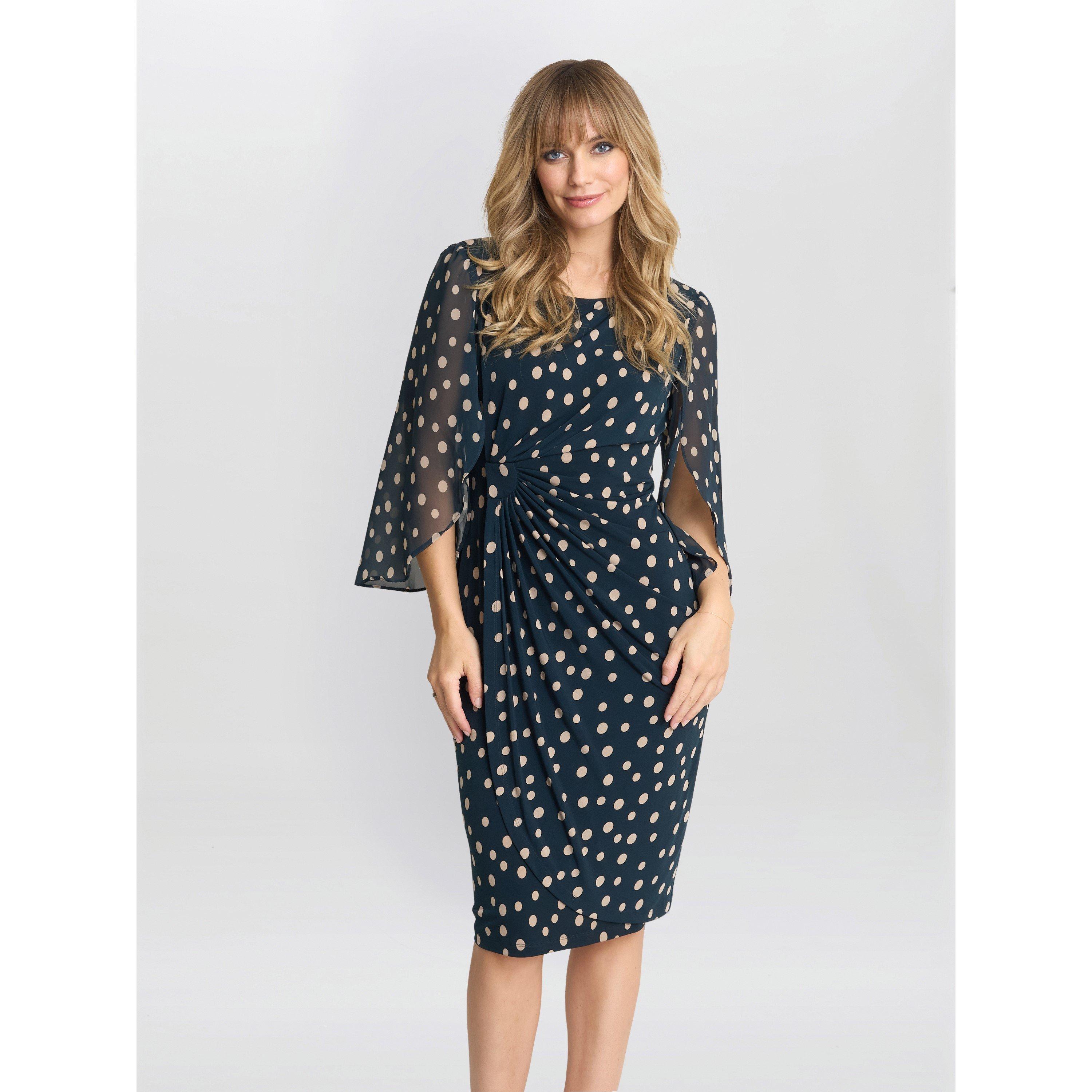 Green - Gina Bacconi - Jenni Spot Jersey knee length dress - 1