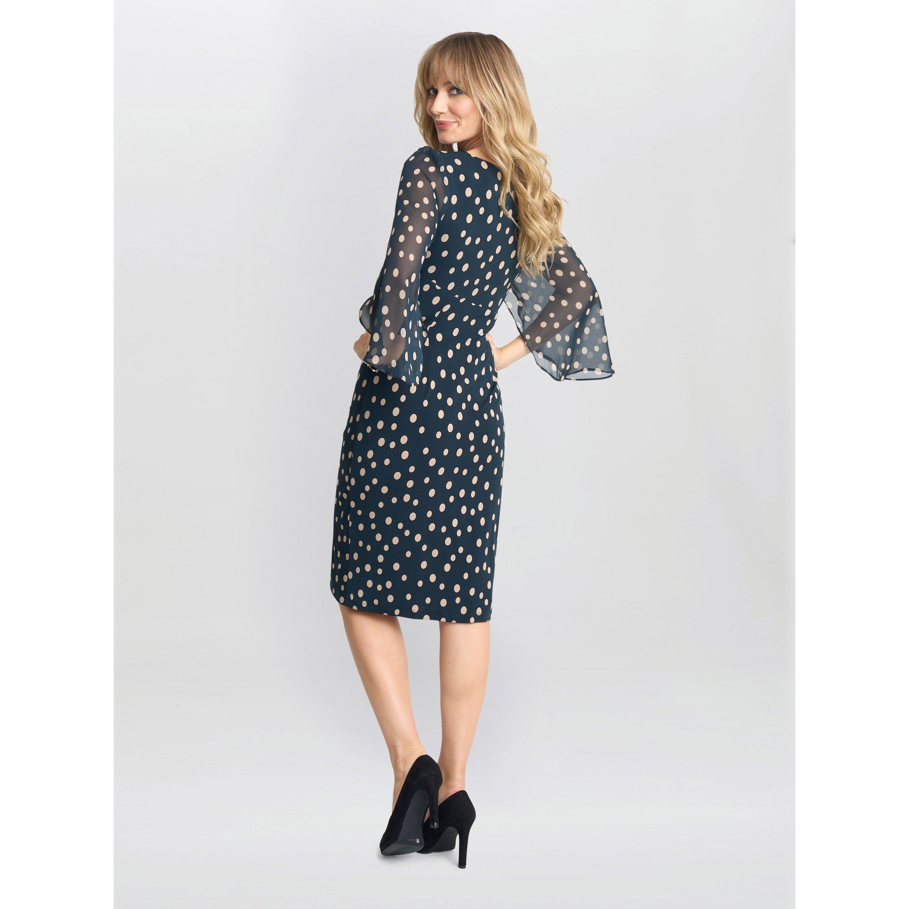 Green - Gina Bacconi - Jenni Spot Jersey knee length dress - 2