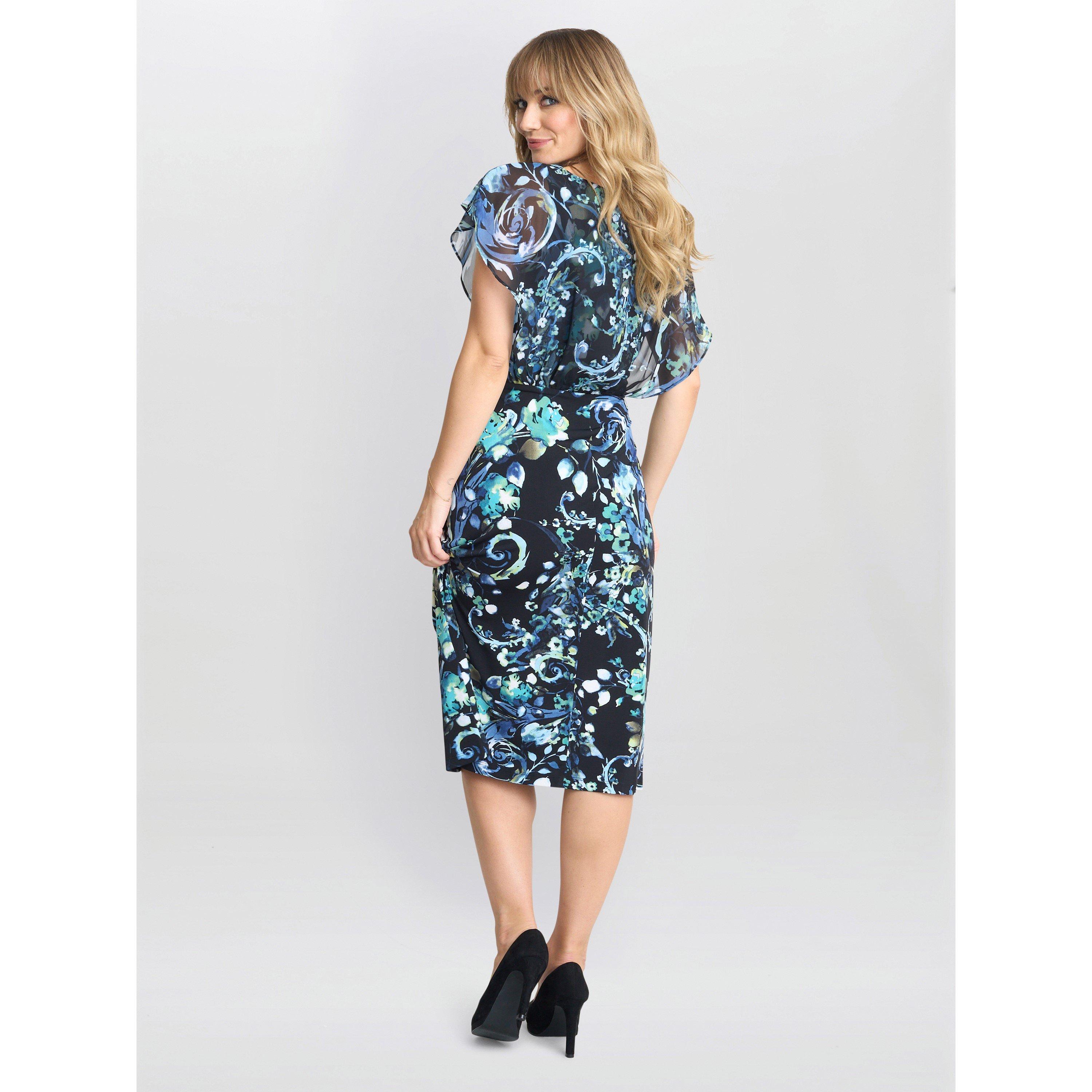 Black / Multi - Gina Bacconi - Lisa-Marie Printed Chiffon Blouson Dress - 2