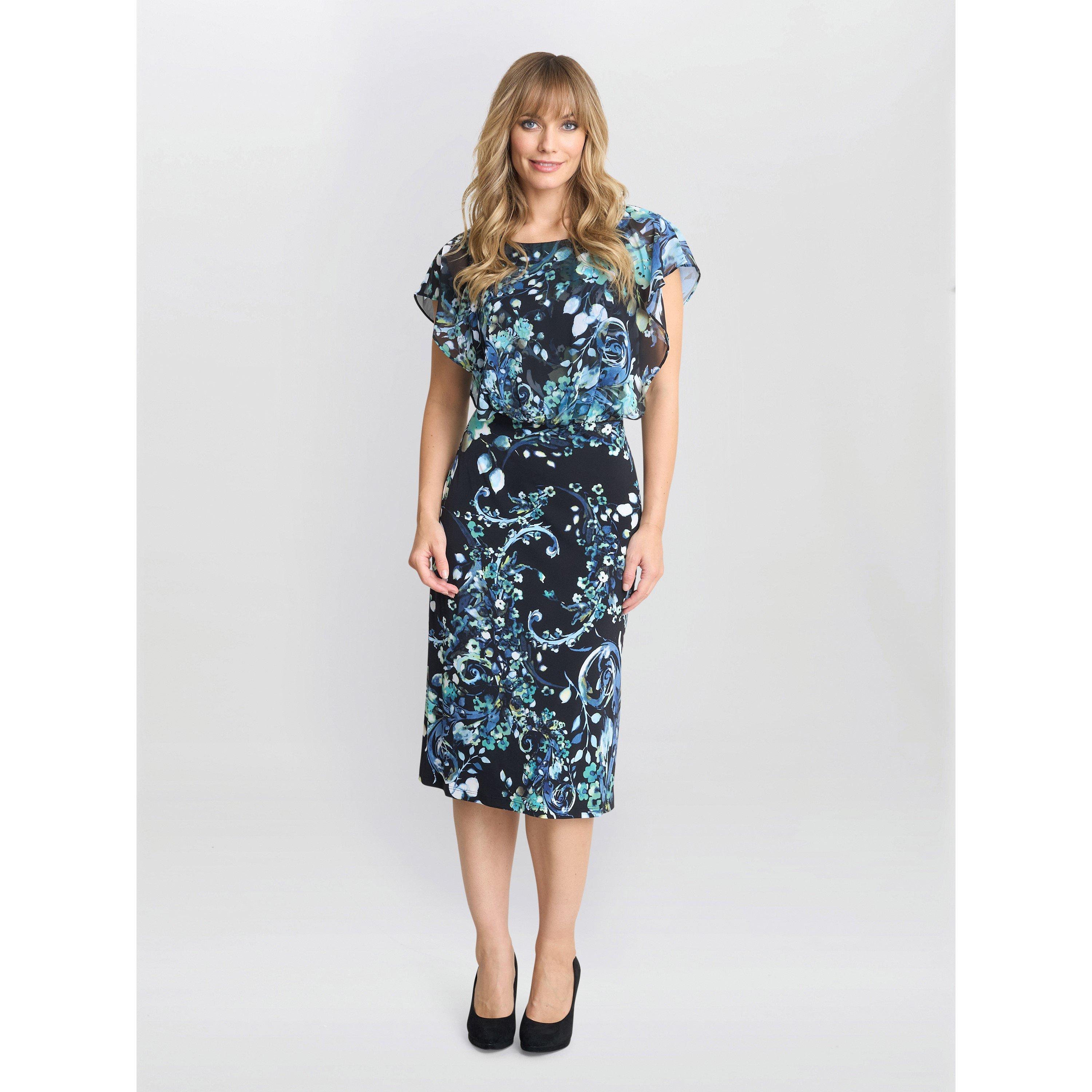 Black / Multi - Gina Bacconi - Lisa-Marie Printed Chiffon Blouson Dress - 3