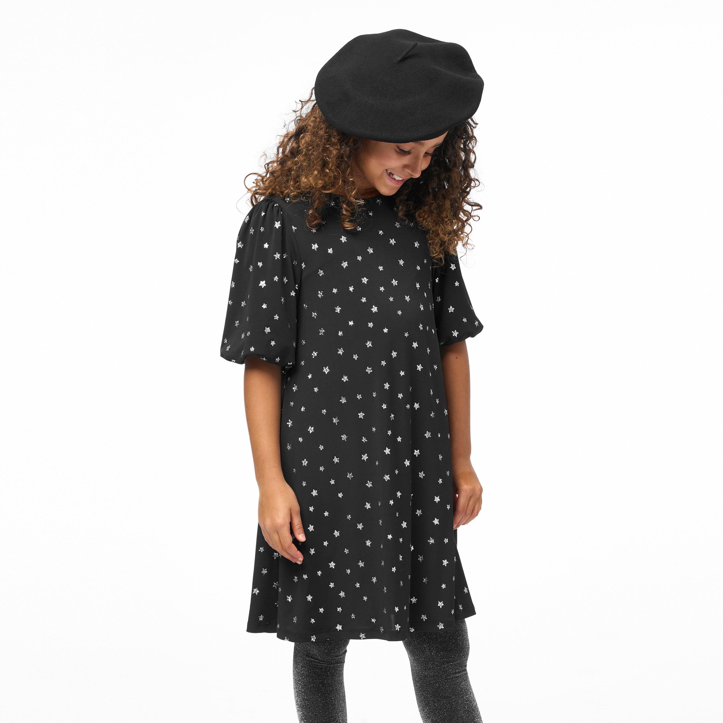 Biba Girls Junior Puff Sleeve Dress - Black Star - Age 11-12