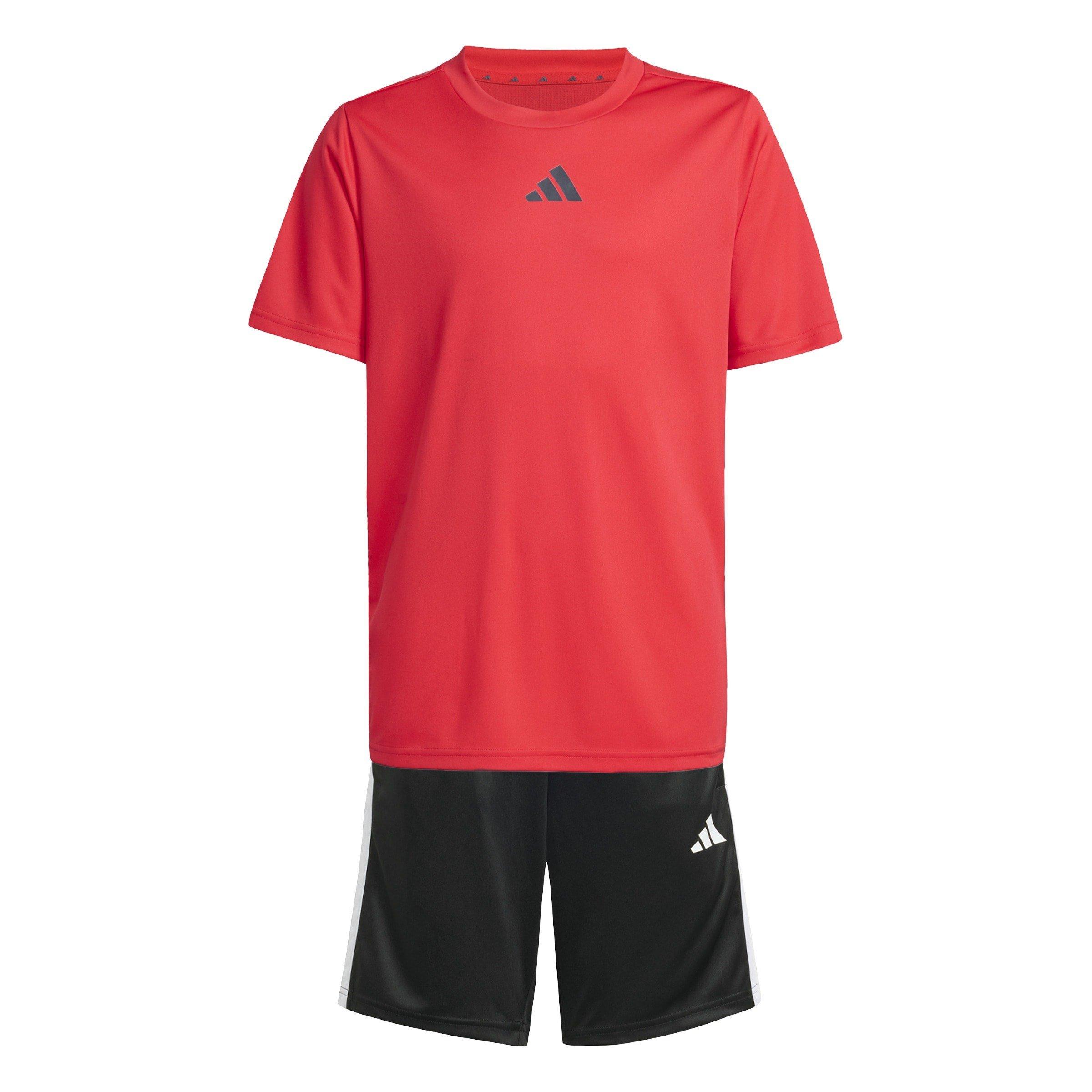 Pure Ruby/Blk - adidas - Conjunto de camiseta 3-Stripes Essentials para jóvenes - 1