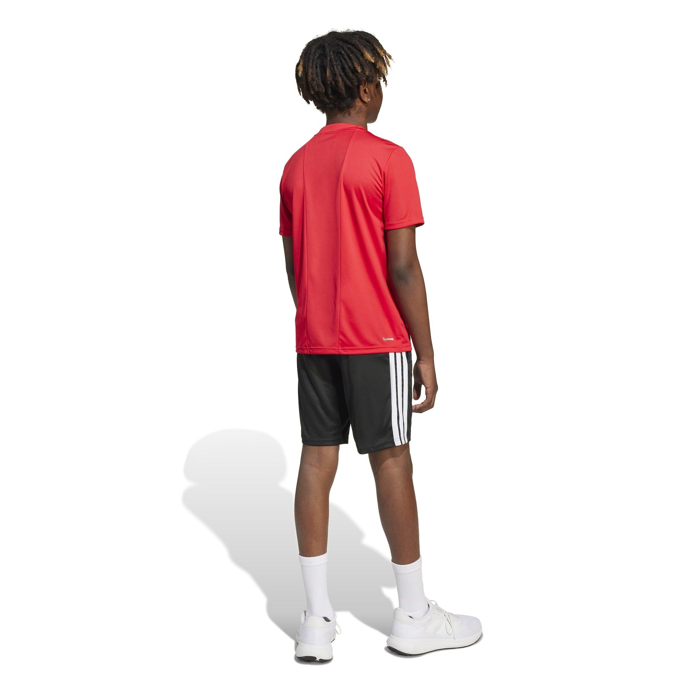 Pure Ruby/Blk - adidas - Conjunto de camiseta 3-Stripes Essentials para jóvenes - 3