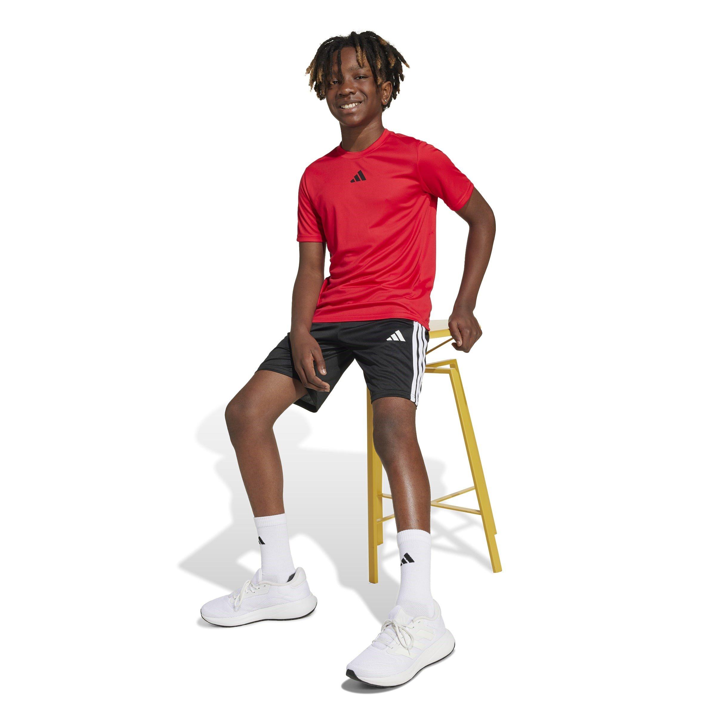 Pure Ruby/Blk - adidas - Conjunto de camiseta 3-Stripes Essentials para jóvenes - 4