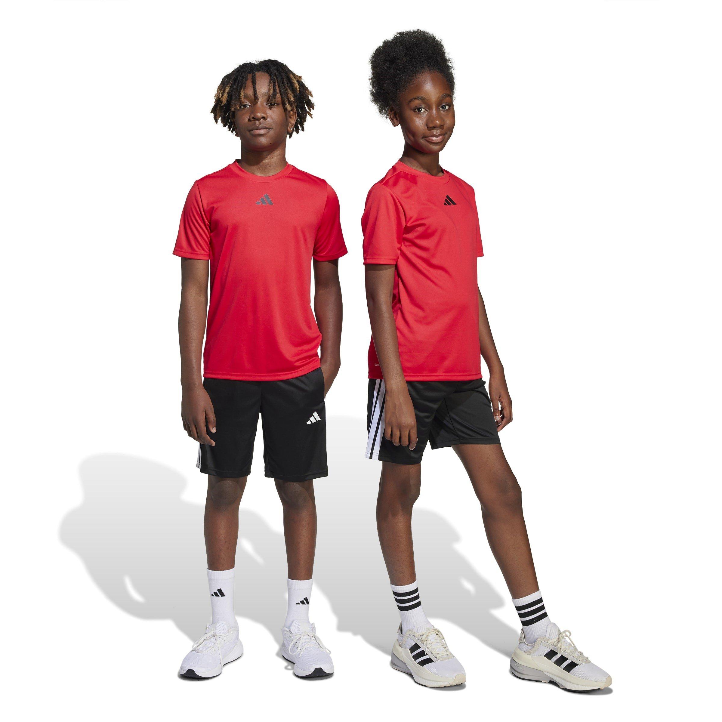 Pure Ruby/Blk - adidas - Conjunto de camiseta 3-Stripes Essentials para jóvenes - 7