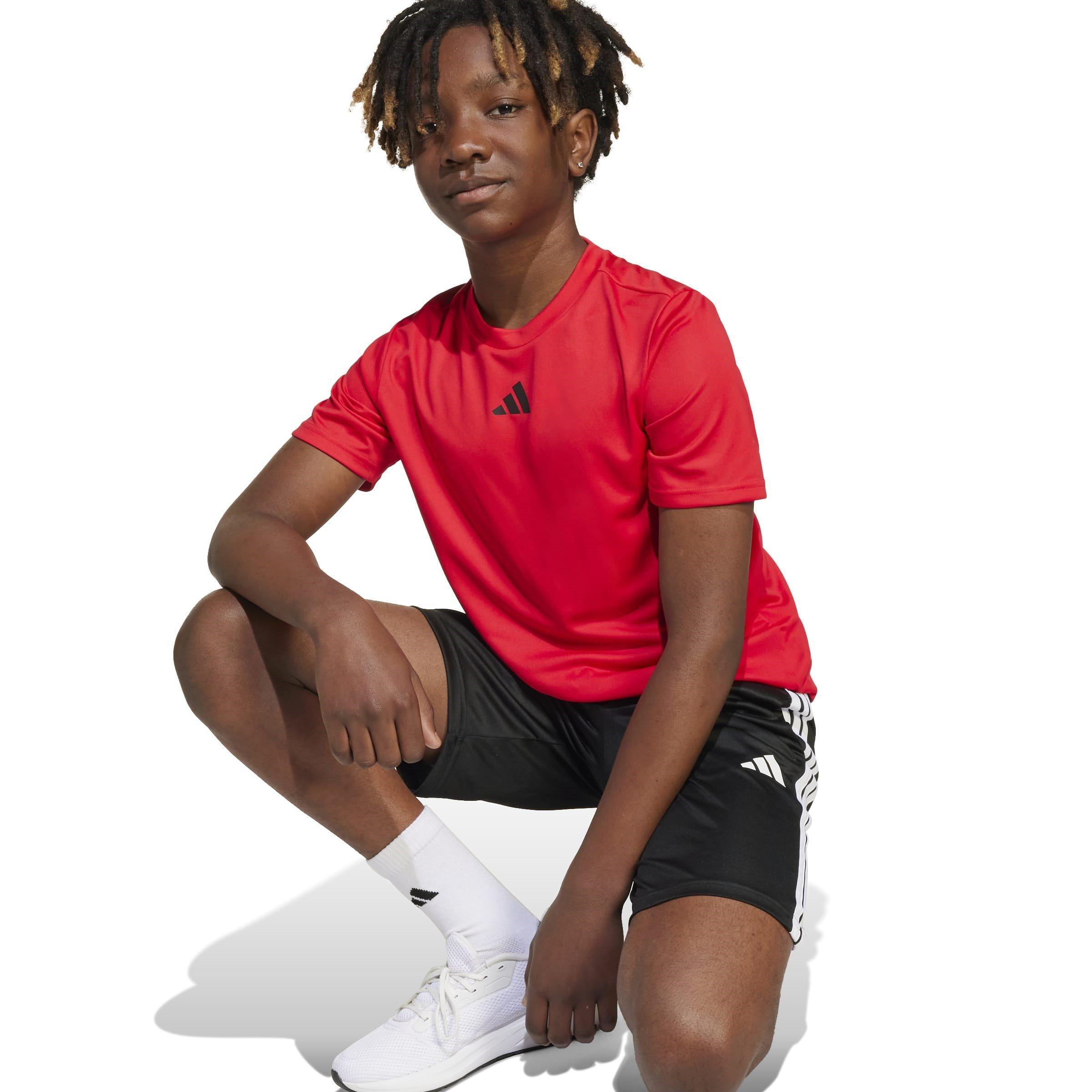 Pure Ruby/Blk - adidas - Conjunto de camiseta 3-Stripes Essentials para jóvenes - 9