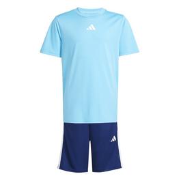 adidas Train Essentials 3 Stripes T Shirt Set Juniors