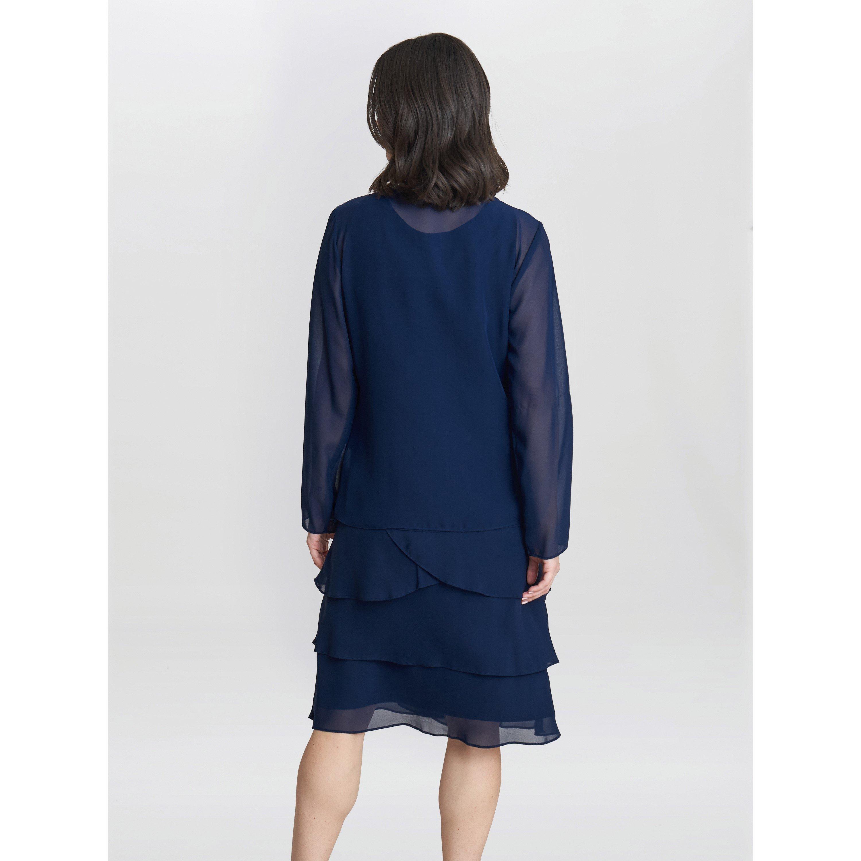 Spring Navy - Gina Bacconi - Leigh Embellished Sequin Jacket Dress - 2