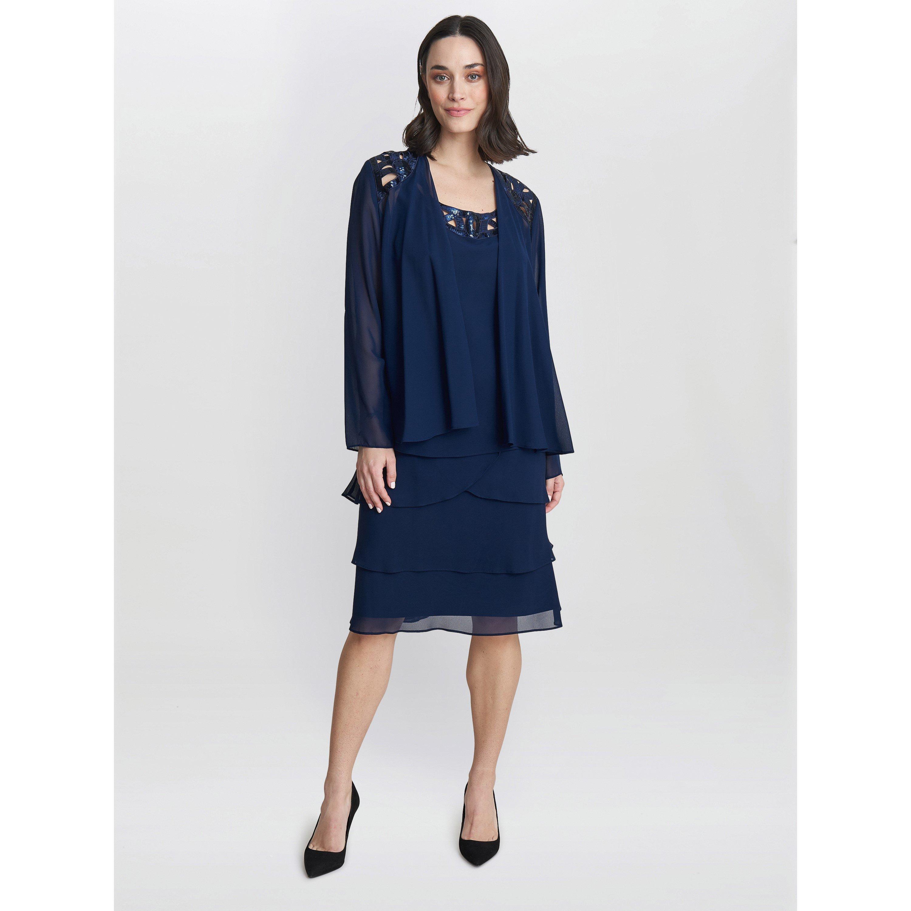 Spring Navy - Gina Bacconi - Leigh Embellished Sequin Jacket Dress - 3