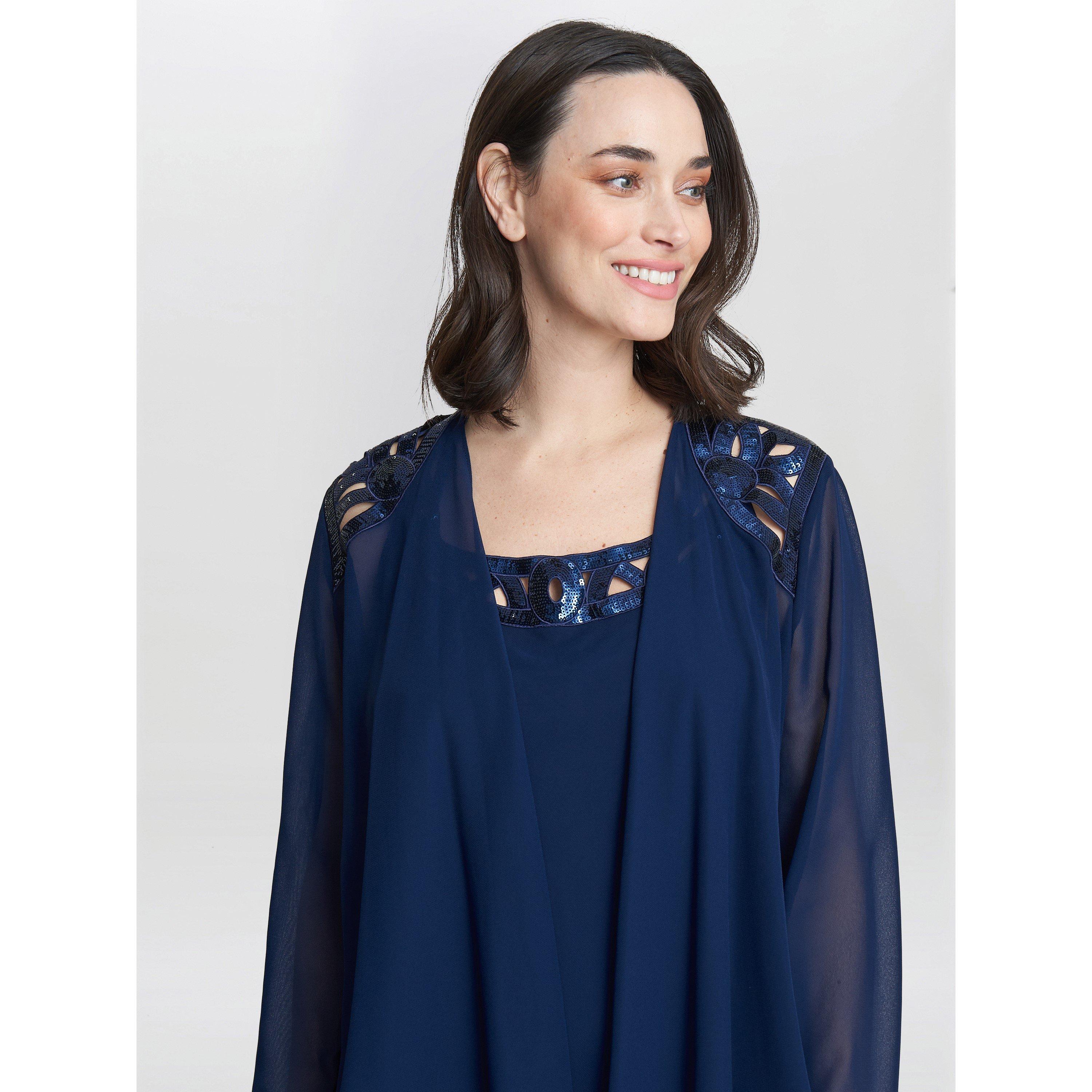Spring Navy - Gina Bacconi - Leigh Embellished Sequin Jacket Dress - 4