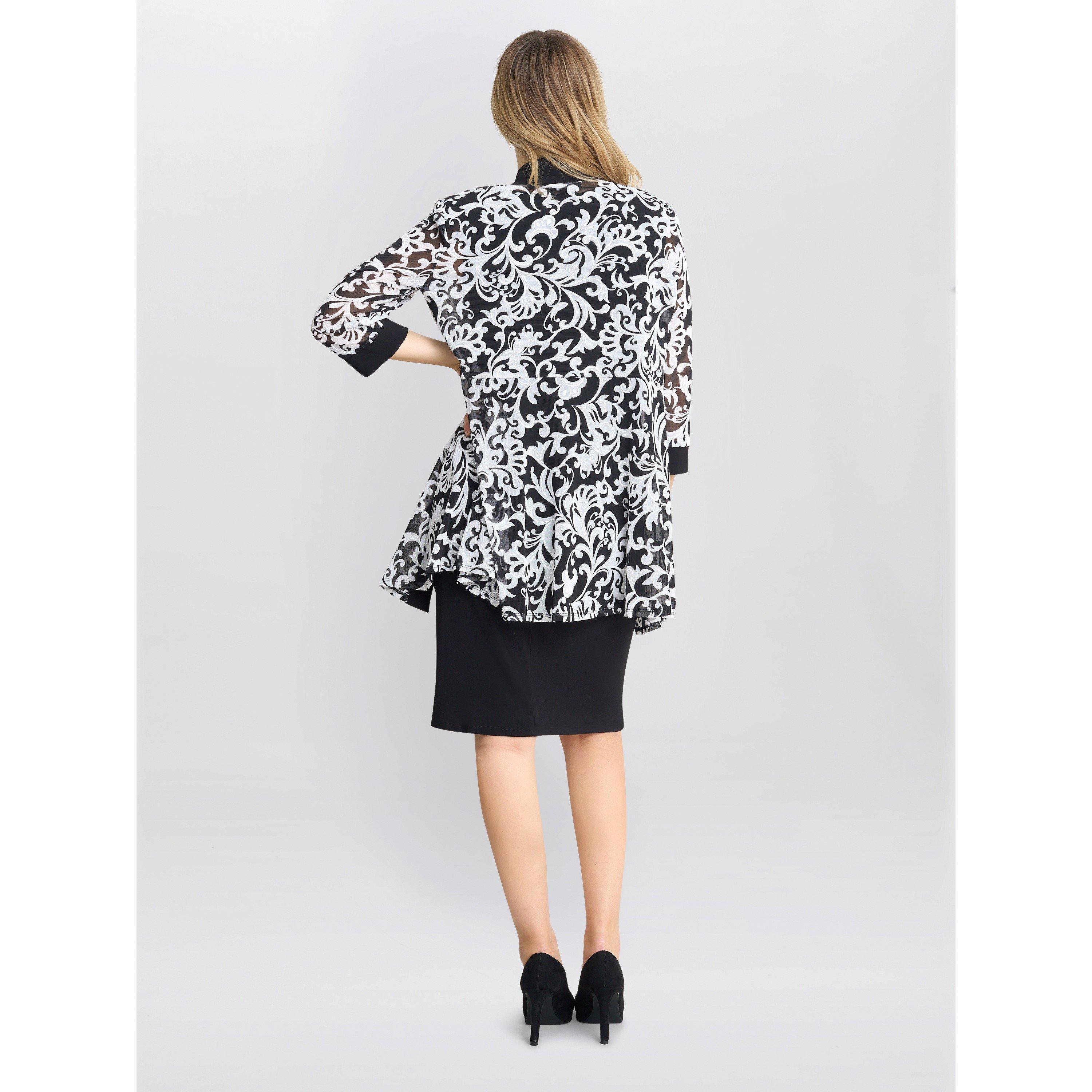 Black / White - Gina Bacconi - Noella Printed Dress And Jacket - 2