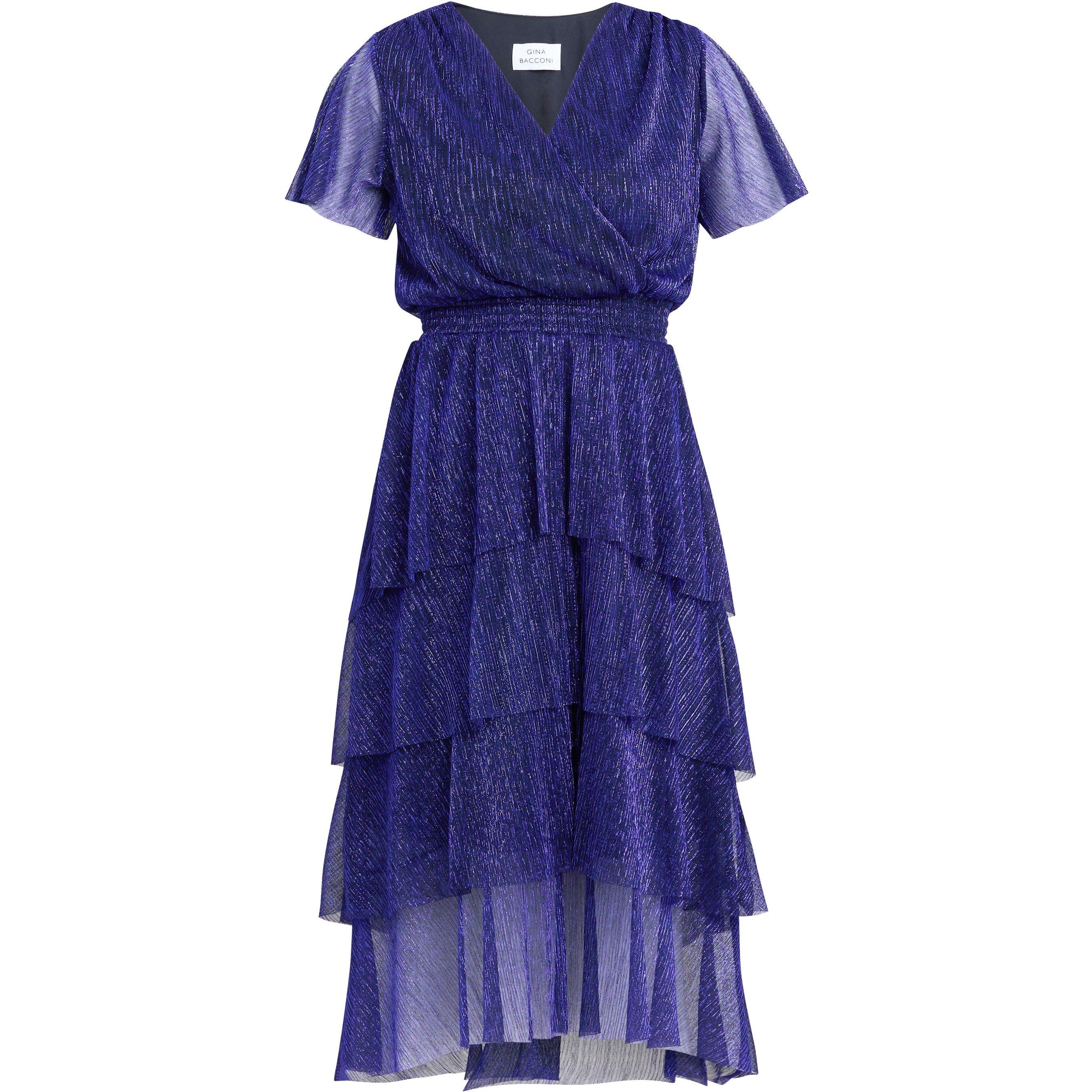Cobalt - Gina Bacconi - Cheri Metallic Knit Tiered Dress - 4
