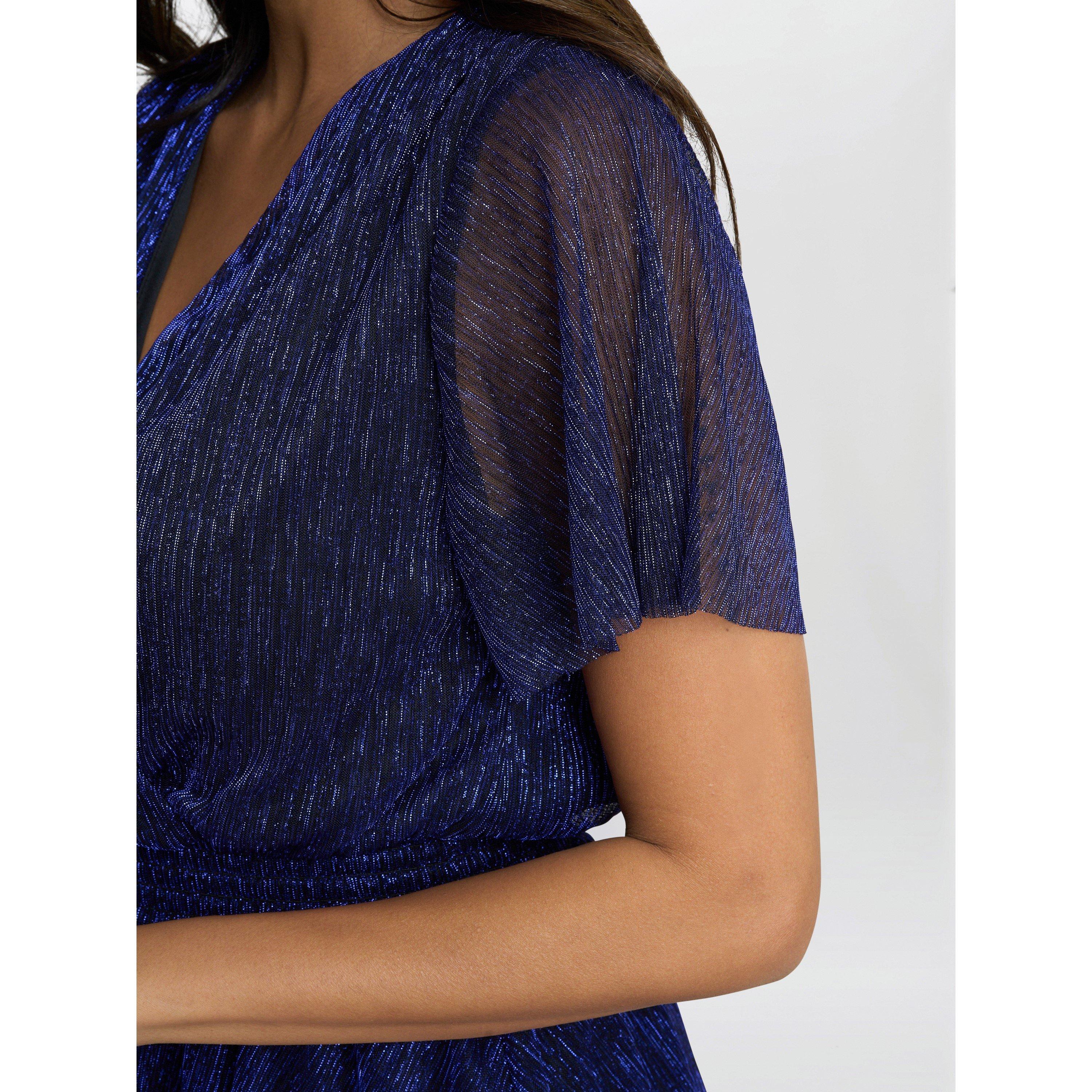 Cobalt - Gina Bacconi - Cheri Metallic Knit Tiered Dress - 5