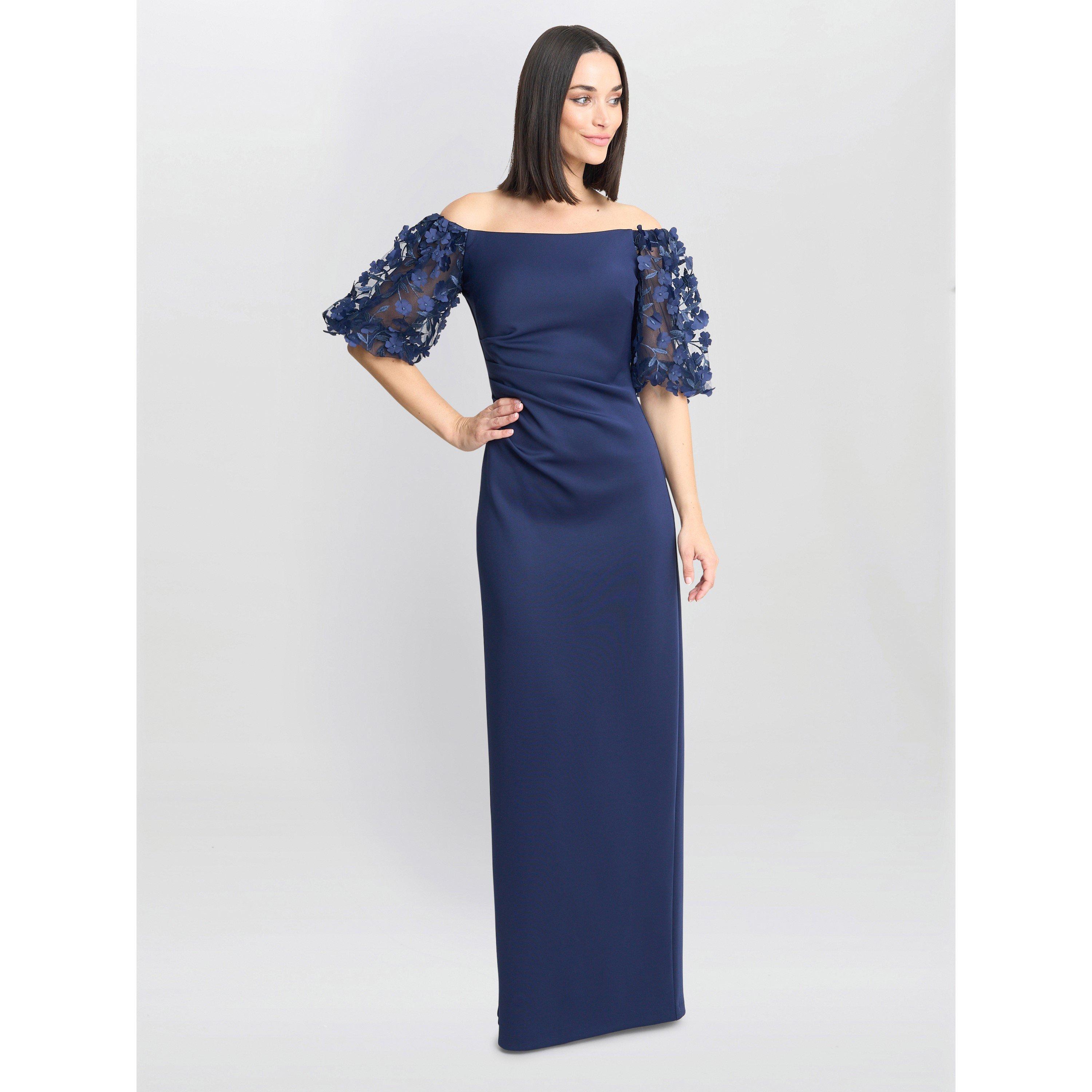 Navy - Gina Bacconi - Penelope Off The Shoulder Maxi Dress - 3