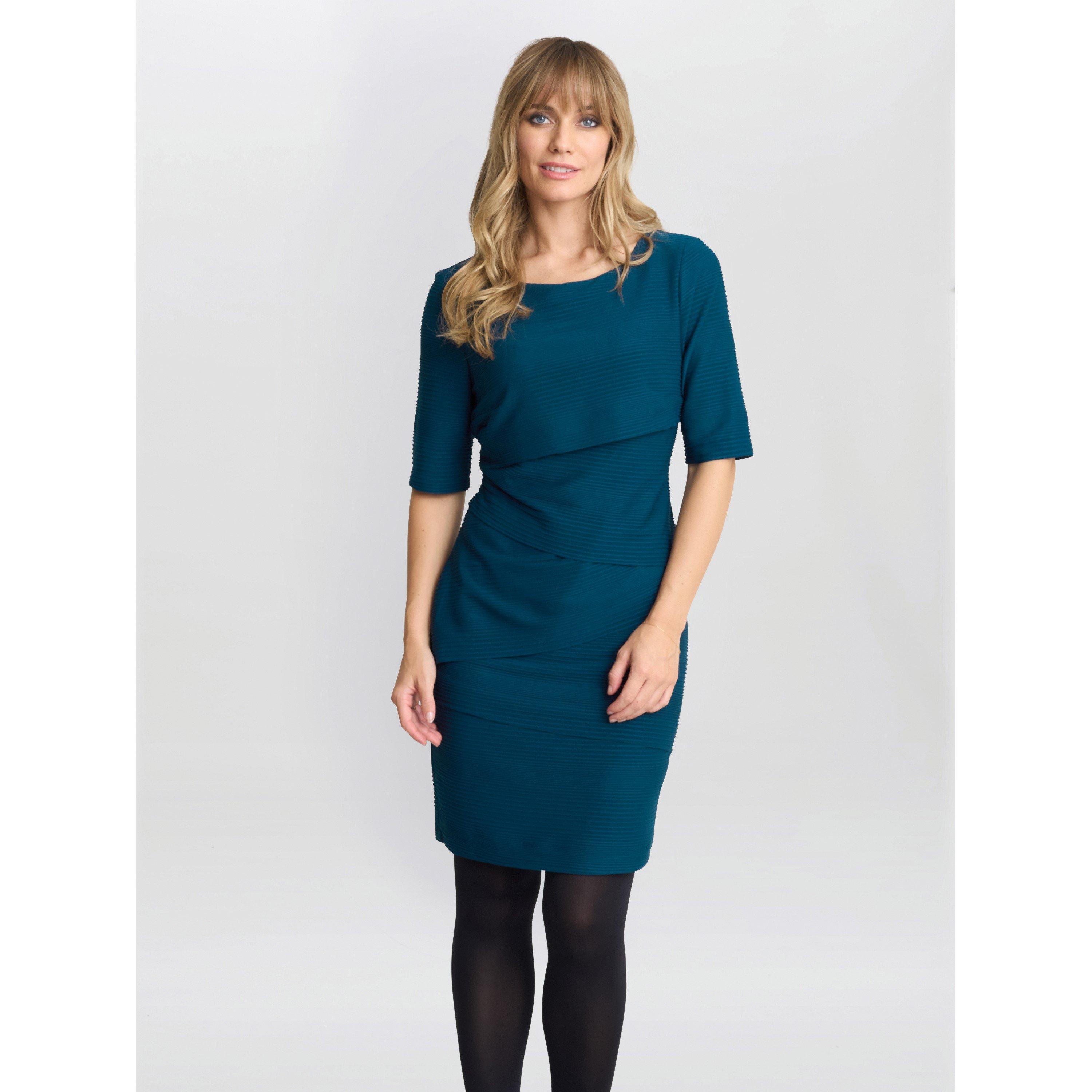 Gina Bacconi Alexa Ribbed Fabric Layered Dress