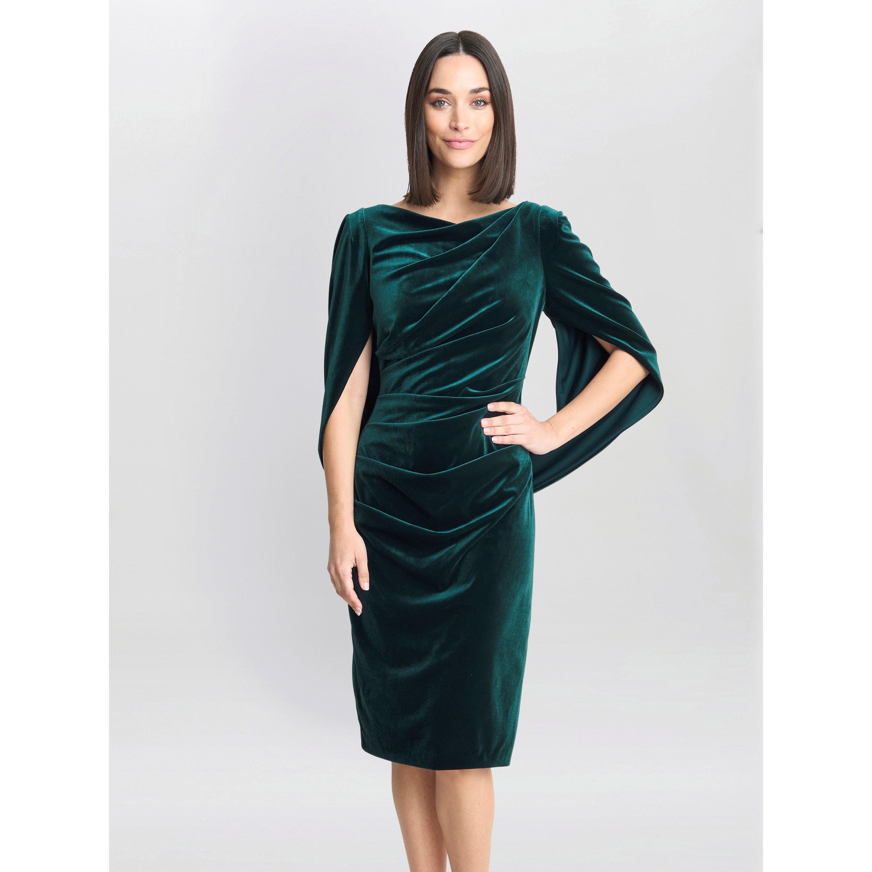 Gina Bacconi Women's Rosalind Velvet Dress With Back Piece - Bright Green - 14