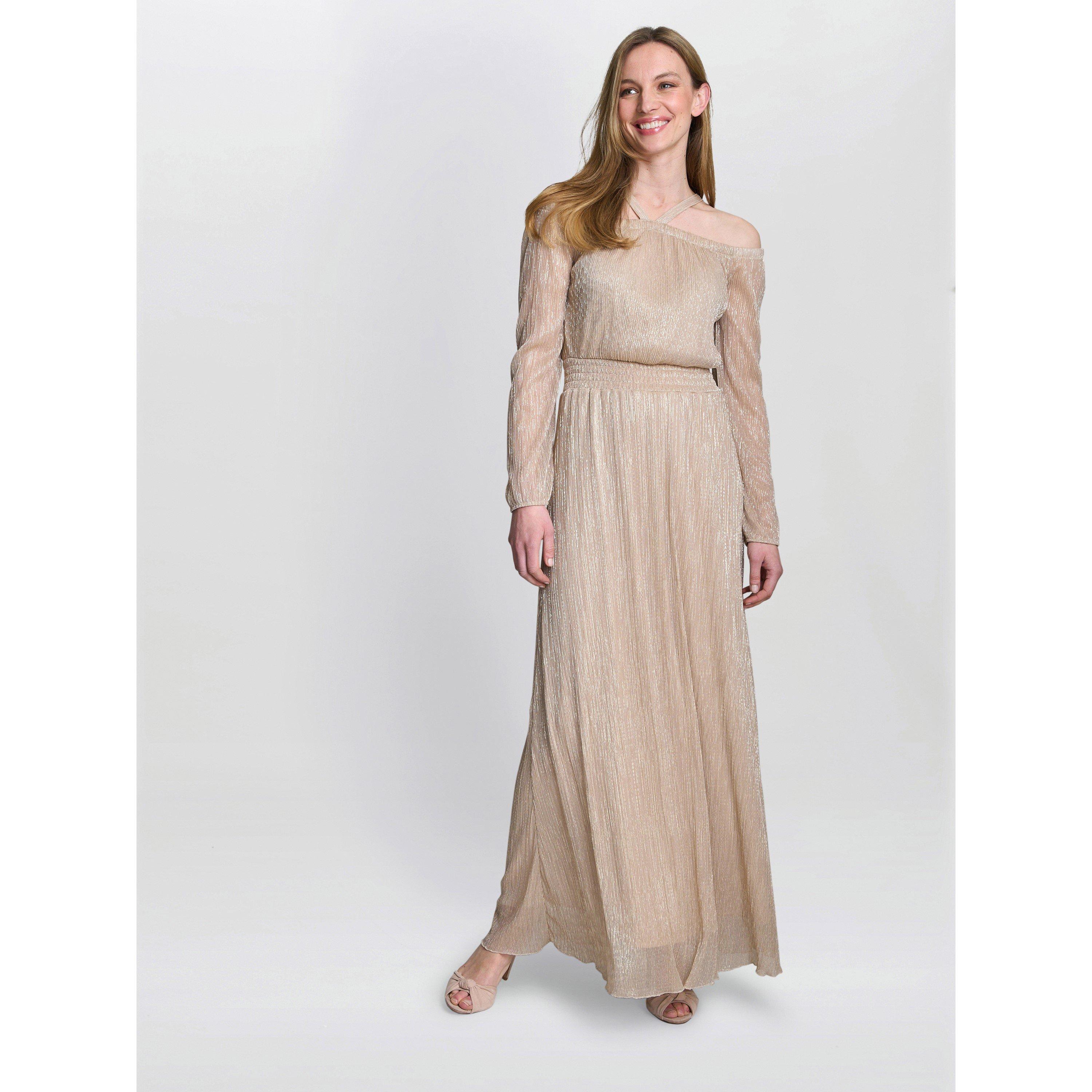 Gina Bacconi Women's Sylvia Metallic Off The Shoulder Dress - Gold - L
