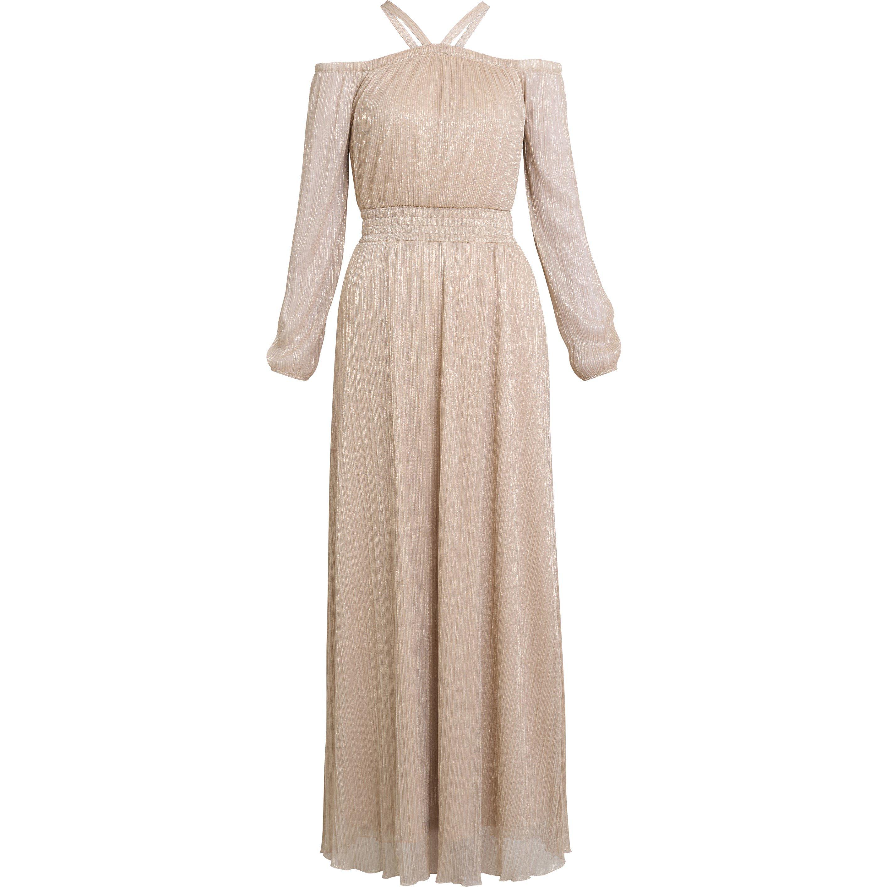 Gold - Gina Bacconi - Sylvia Metallic Off The Shoulder Dress - 3