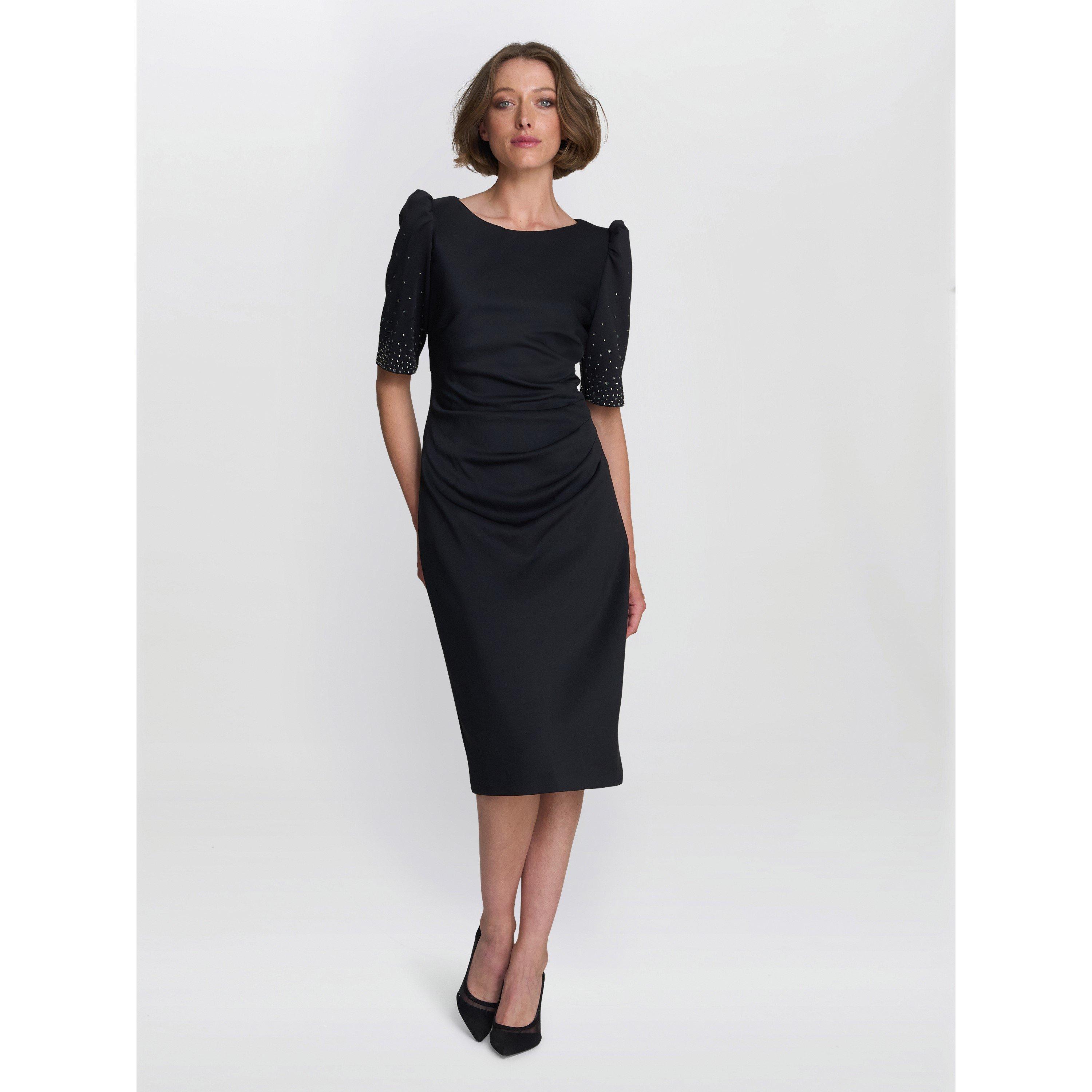 Black - Gina Bacconi - Louisa Dress With Beaded Sleeve - 2