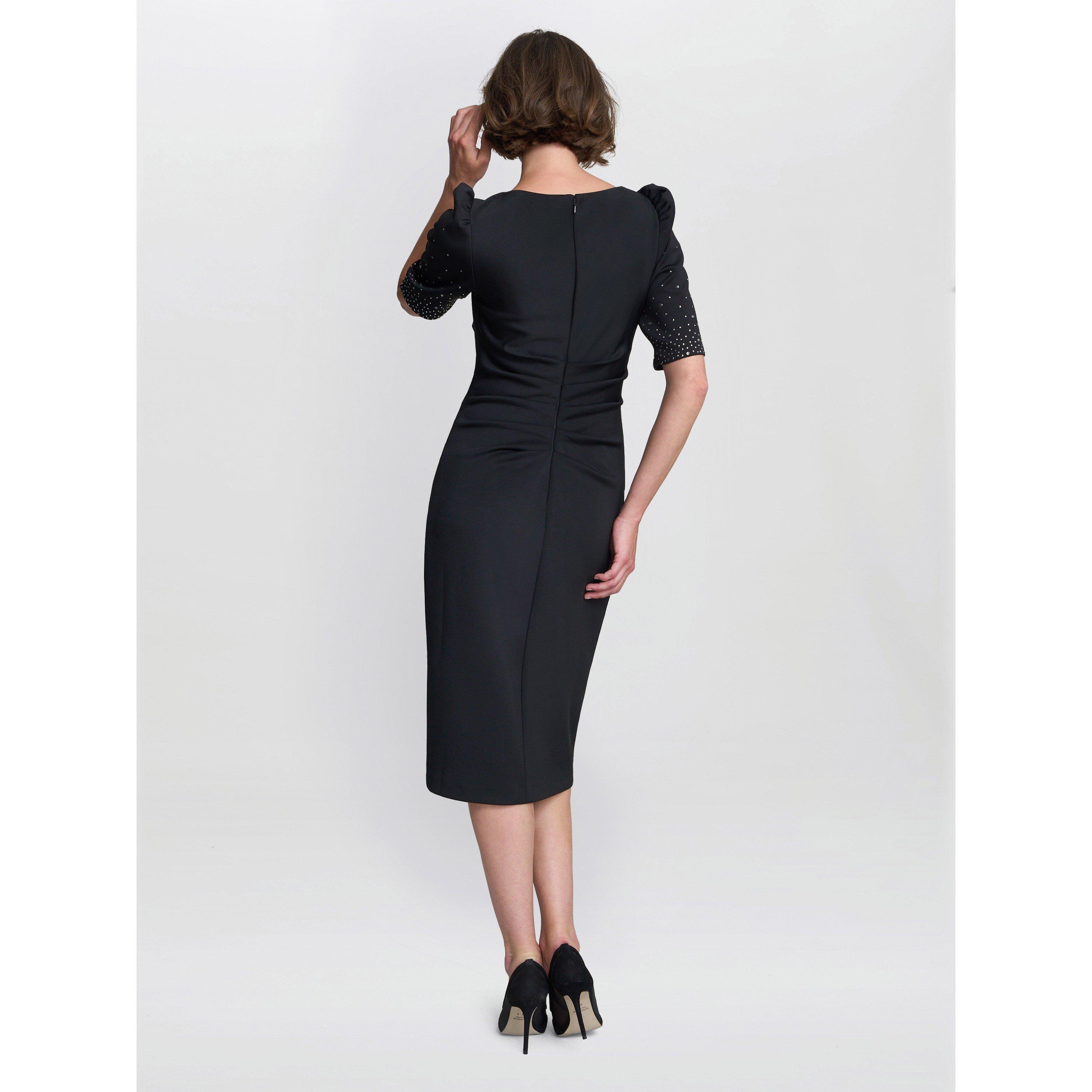 Black - Gina Bacconi - Louisa Dress With Beaded Sleeve - 3