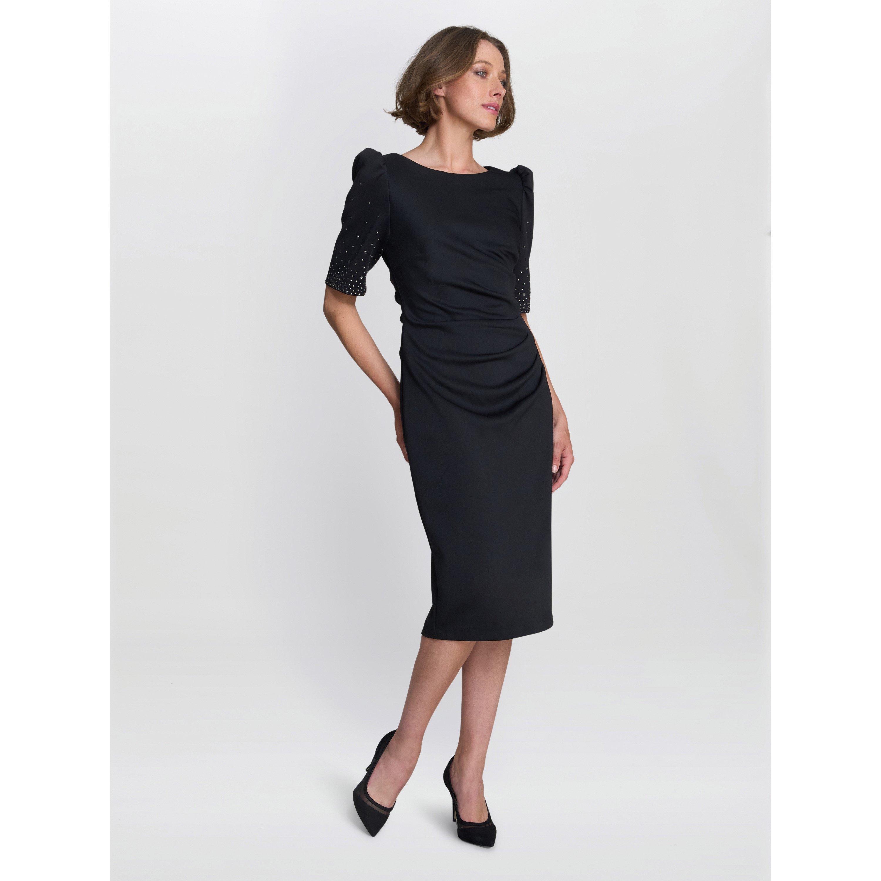 Black - Gina Bacconi - Louisa Dress With Beaded Sleeve - 4