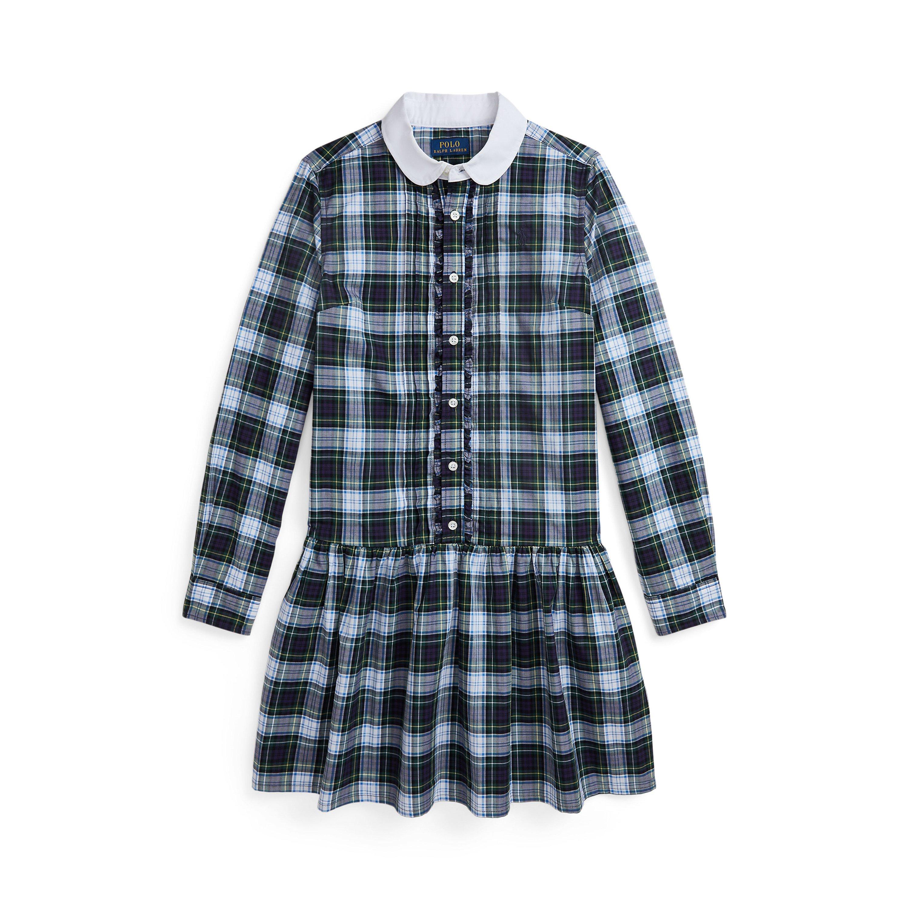 Polo Ralph Lauren  Navy Cream Checked Dress Juniors - 12Y