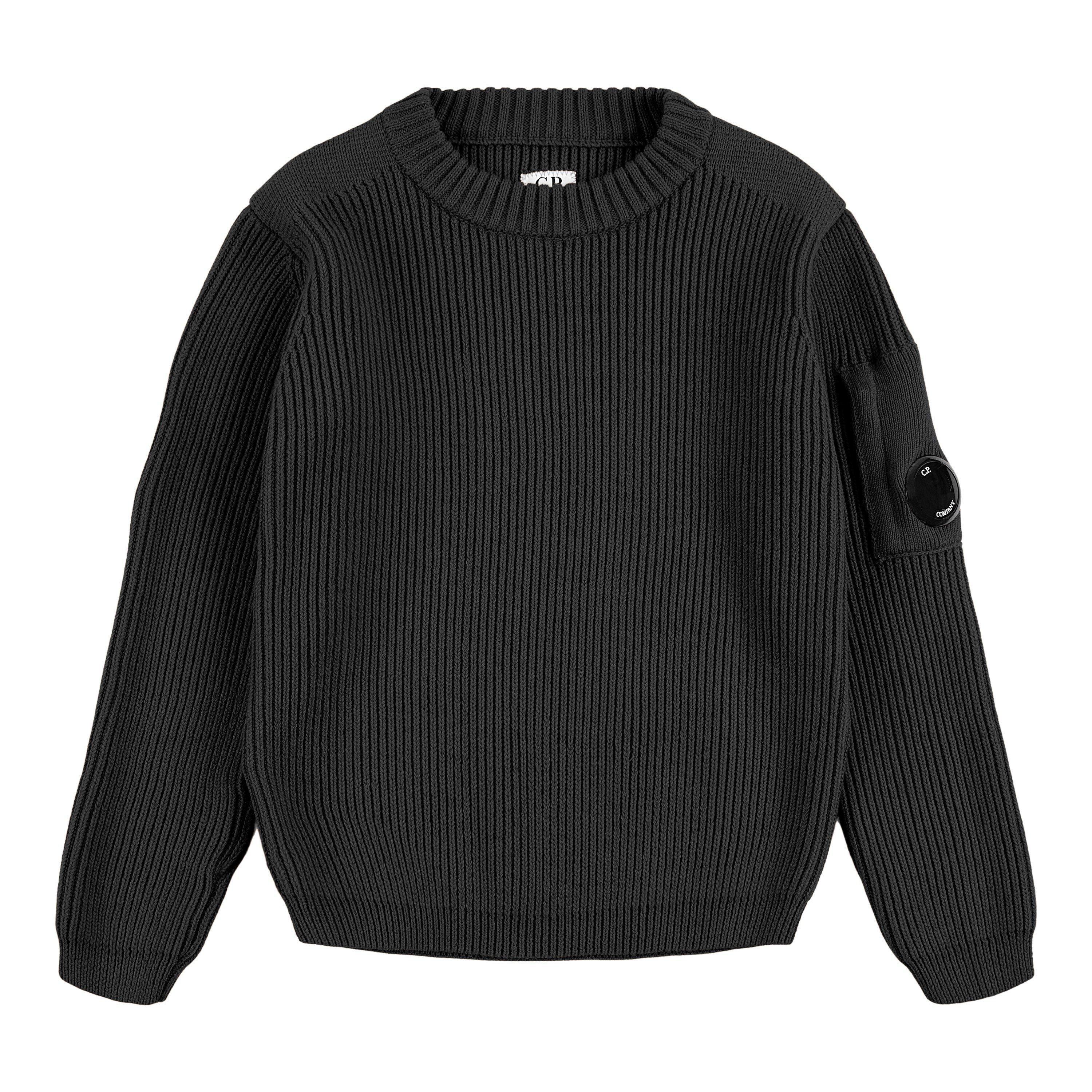 CP Company Kids' Ribbed Crew-Neck Knitted Top - Black 60100 - Size 14Y