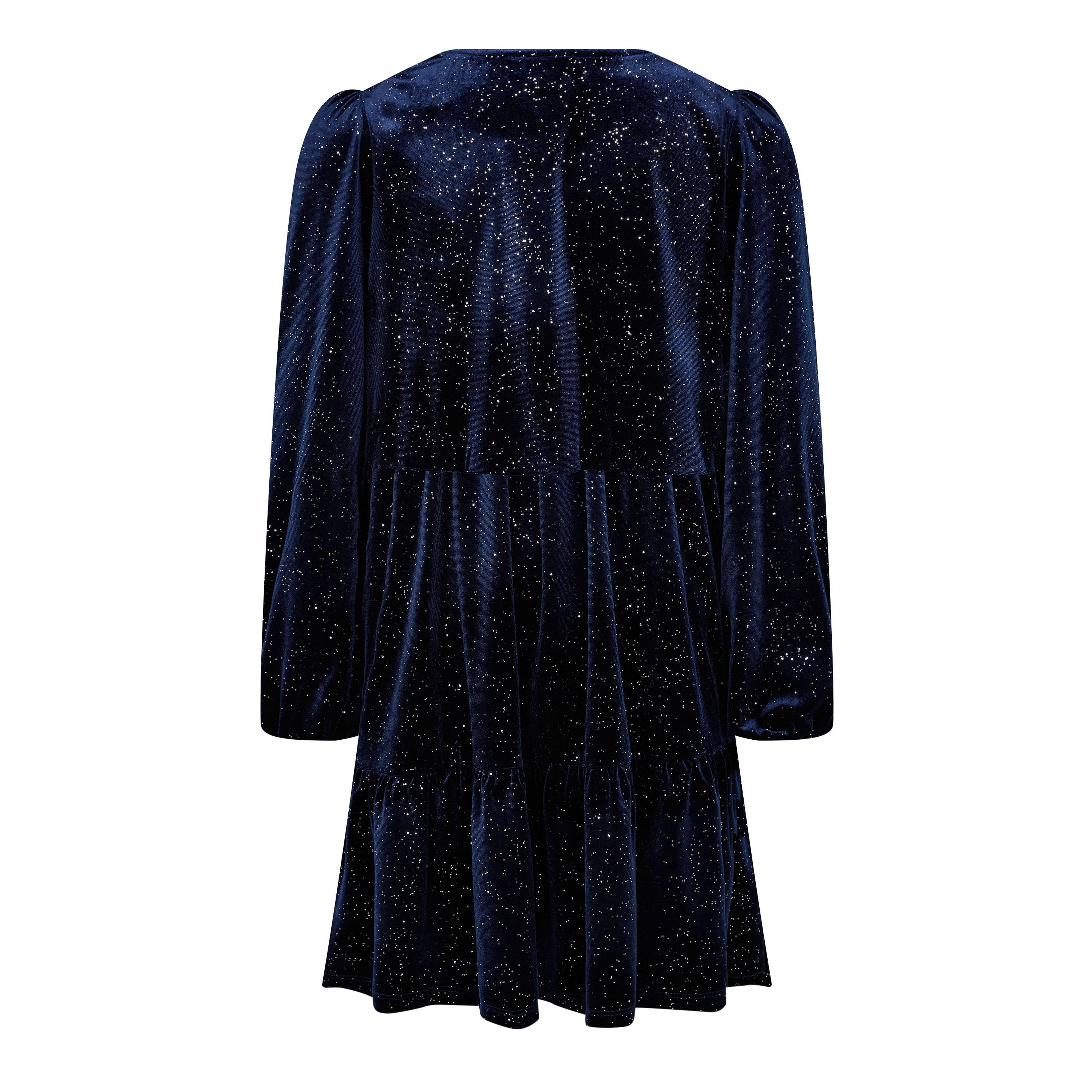 Marine/Argent - Biba - Junior Girls Biba Velvet Glitter Dress - 5