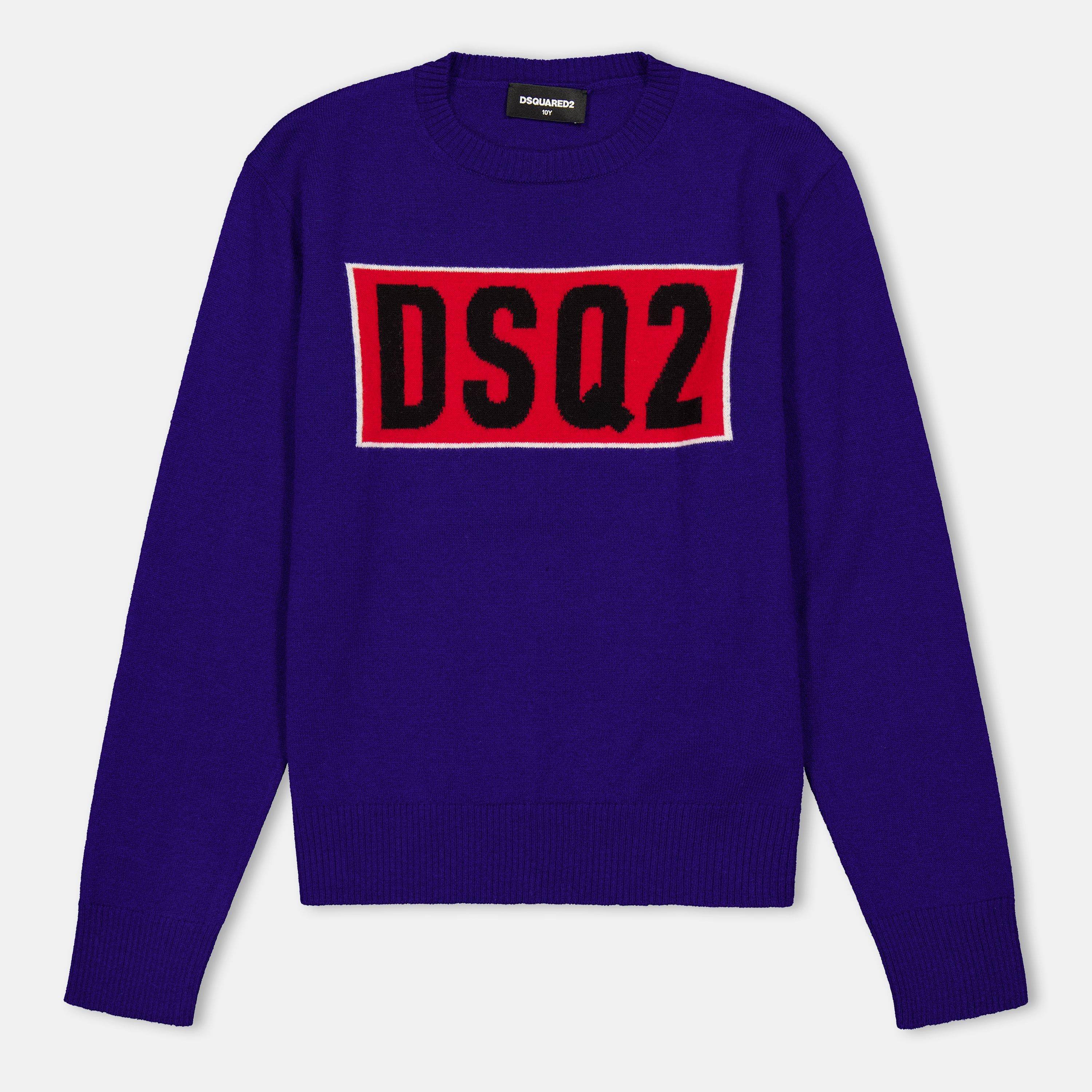 Dsquared2 Boys Kids' Dsq Logo Knitted Top - Blue Dq861 - 12Y