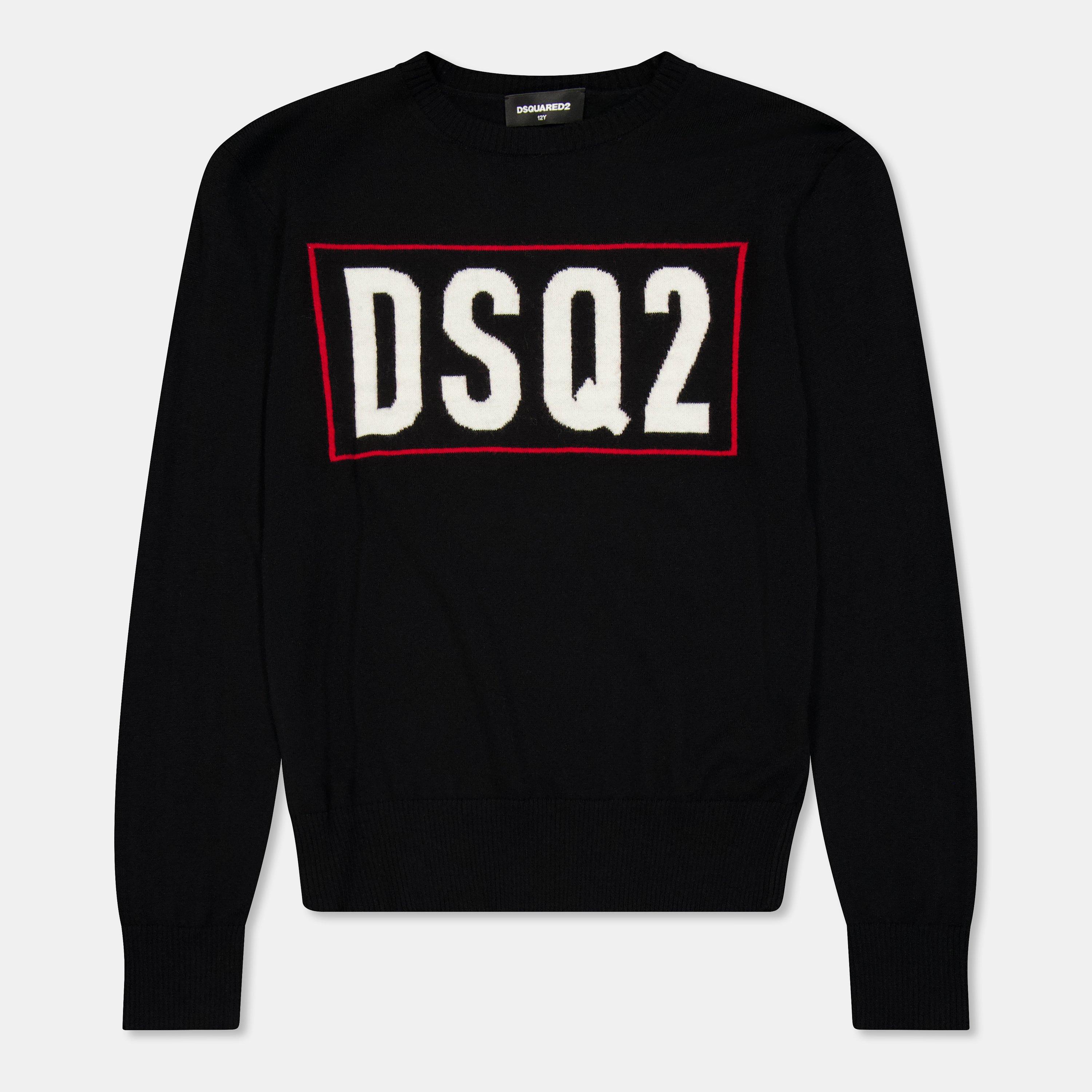 Dsquared2 Boys Kids' Dsq Logo Knitted Top - Black Dq900 - 12Y
