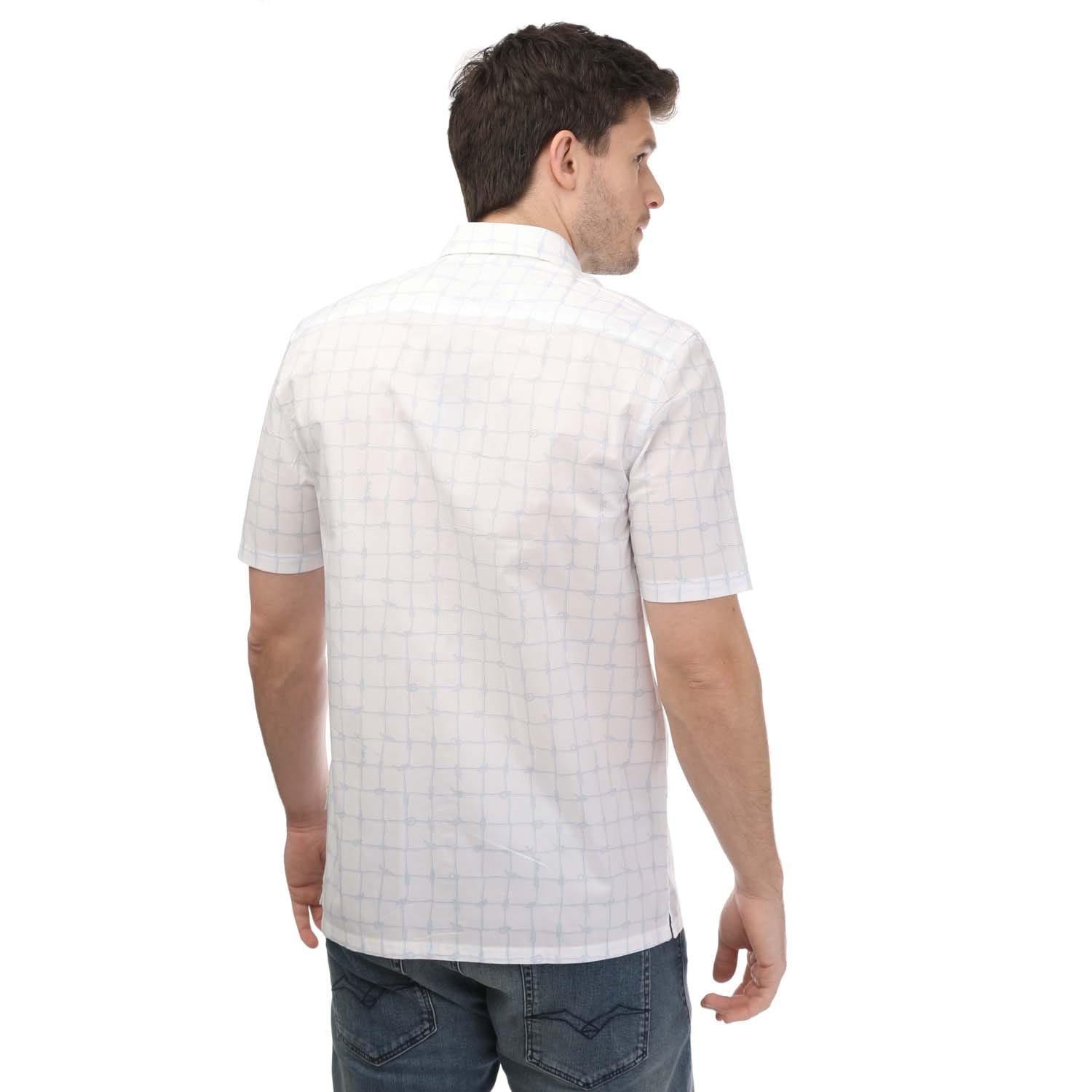 White - Ted Baker - Udine Short Sleeve Rope Print Checked Shirt - 2