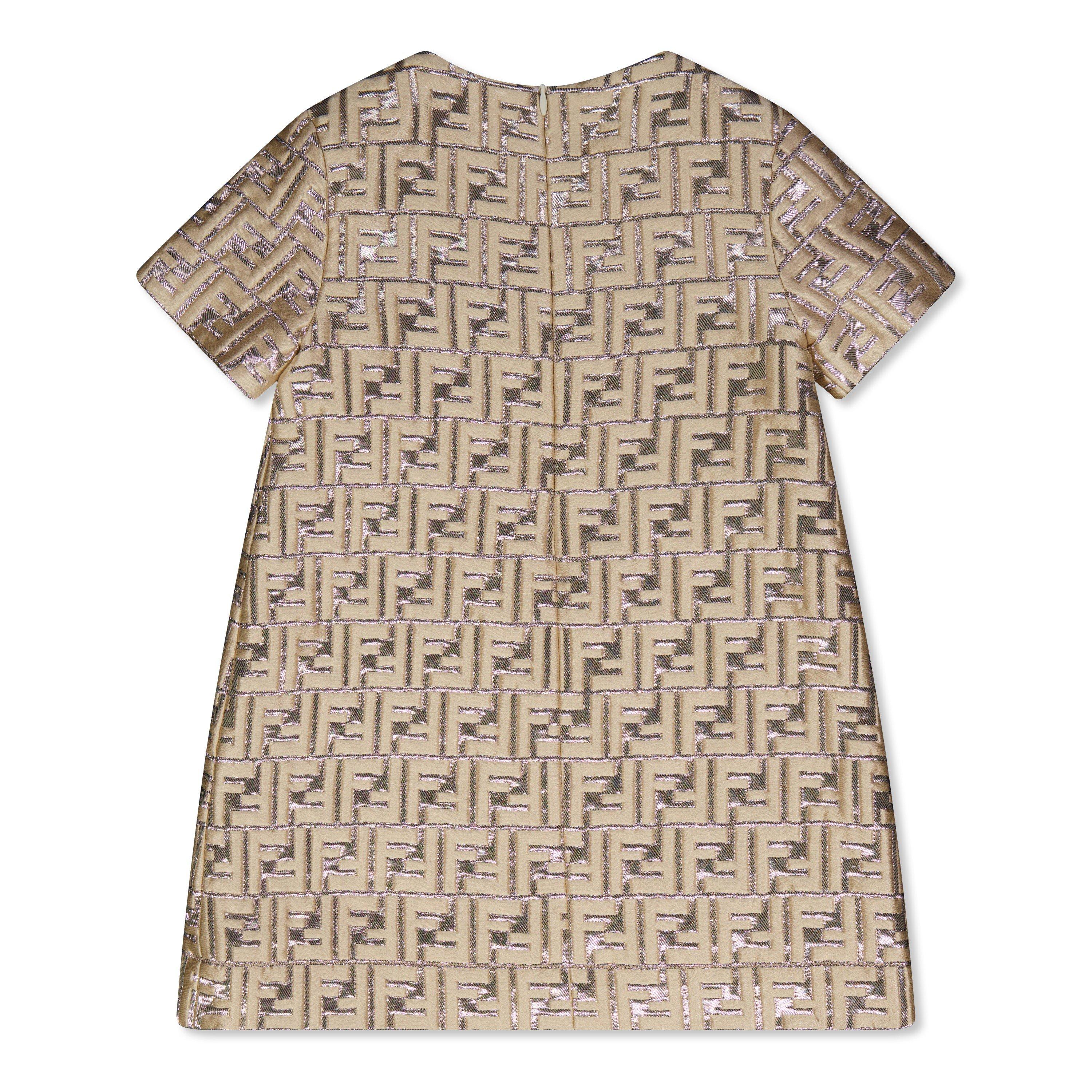 Gold F1P2N - Fendi - Metallic Ff Logo Dress Juniors - 2
