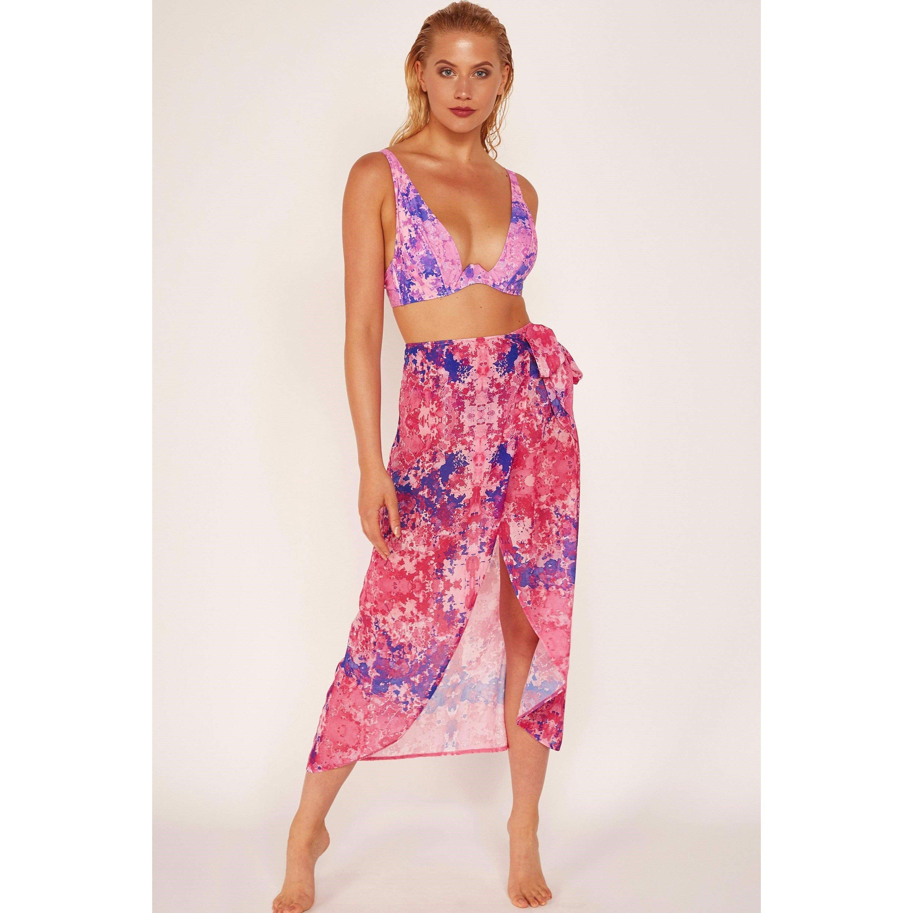 Pink - Wolf and Whistle - Neon Tie Dye Sarong - 4