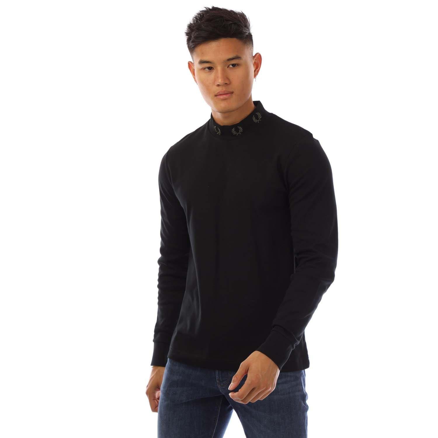 Black - Fred Perry - Laurel Wreath Neck Long Sleeve T-Shirt - 1