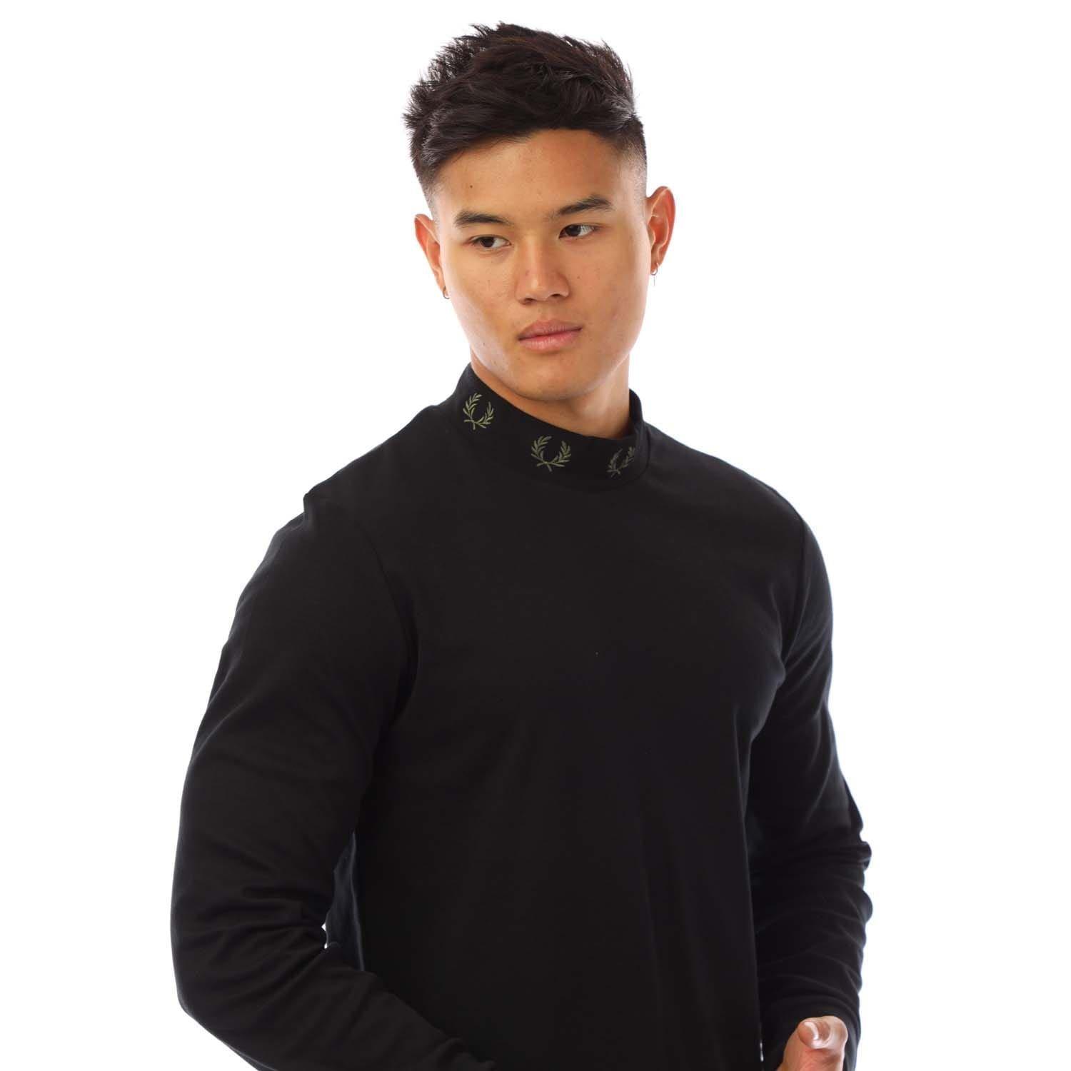 Black - Fred Perry - Laurel Wreath Neck Long Sleeve T-Shirt - 2