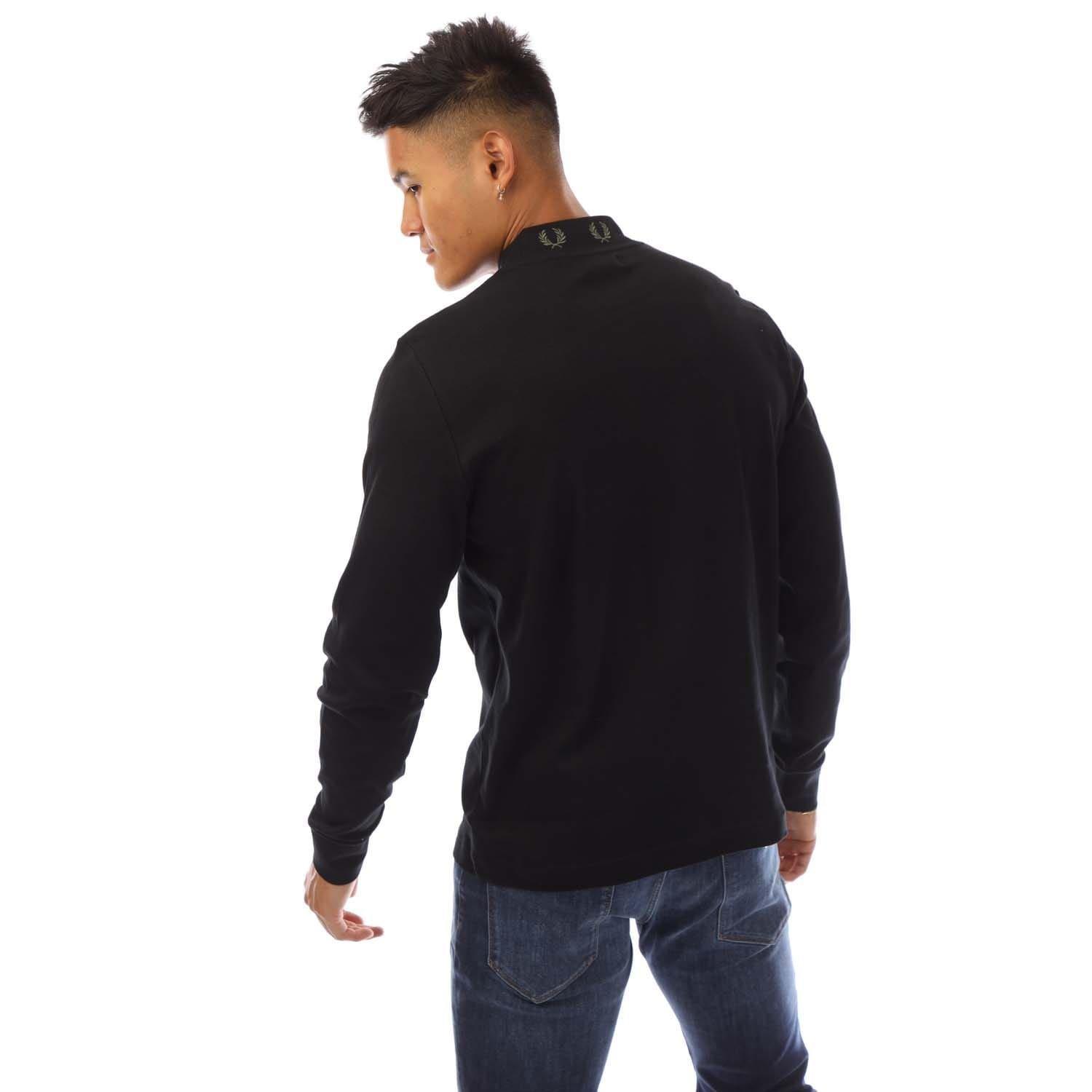 Black - Fred Perry - Laurel Wreath Neck Long Sleeve T-Shirt - 3