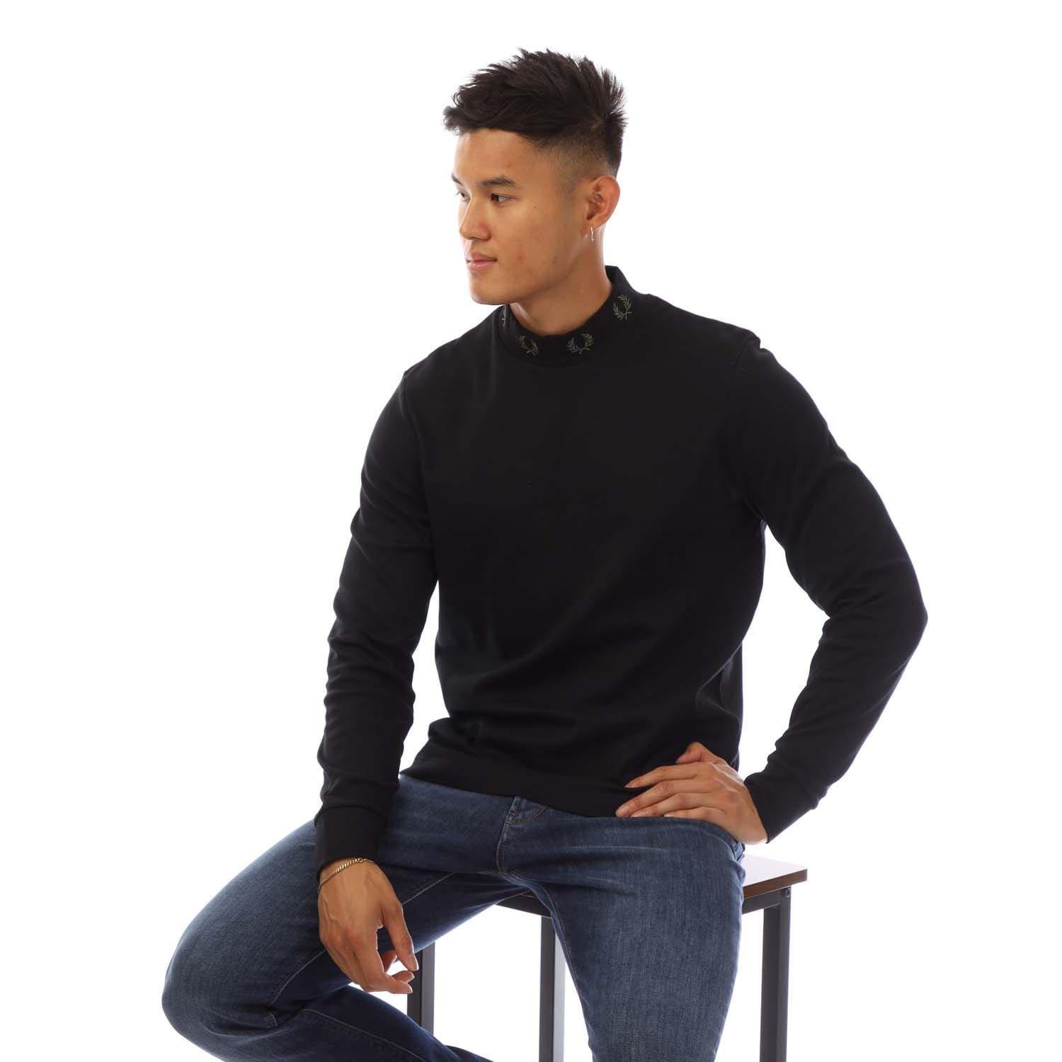 Black - Fred Perry - Laurel Wreath Neck Long Sleeve T-Shirt - 4