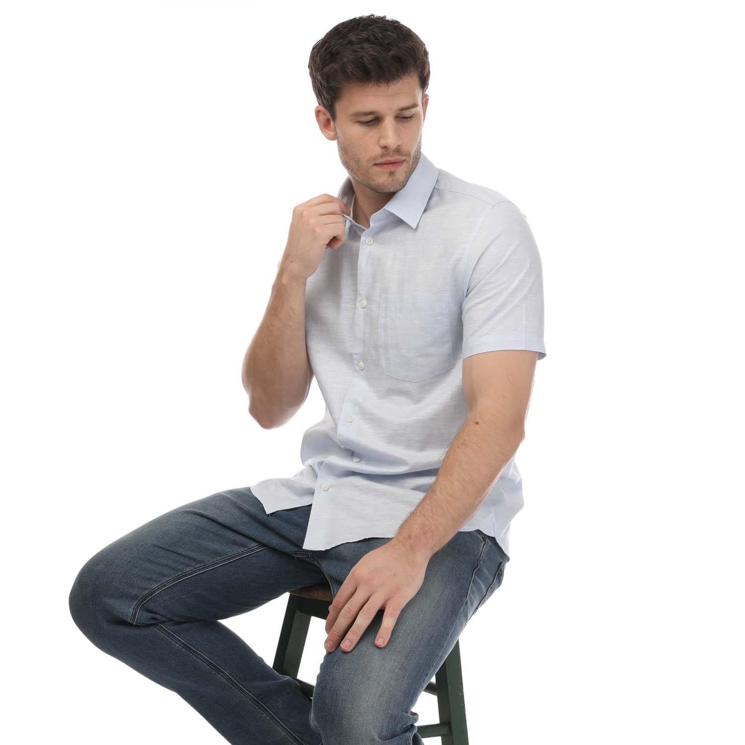 Blue - Ted Baker - Kingfrd Short Sleeve Linen Shirt - 4