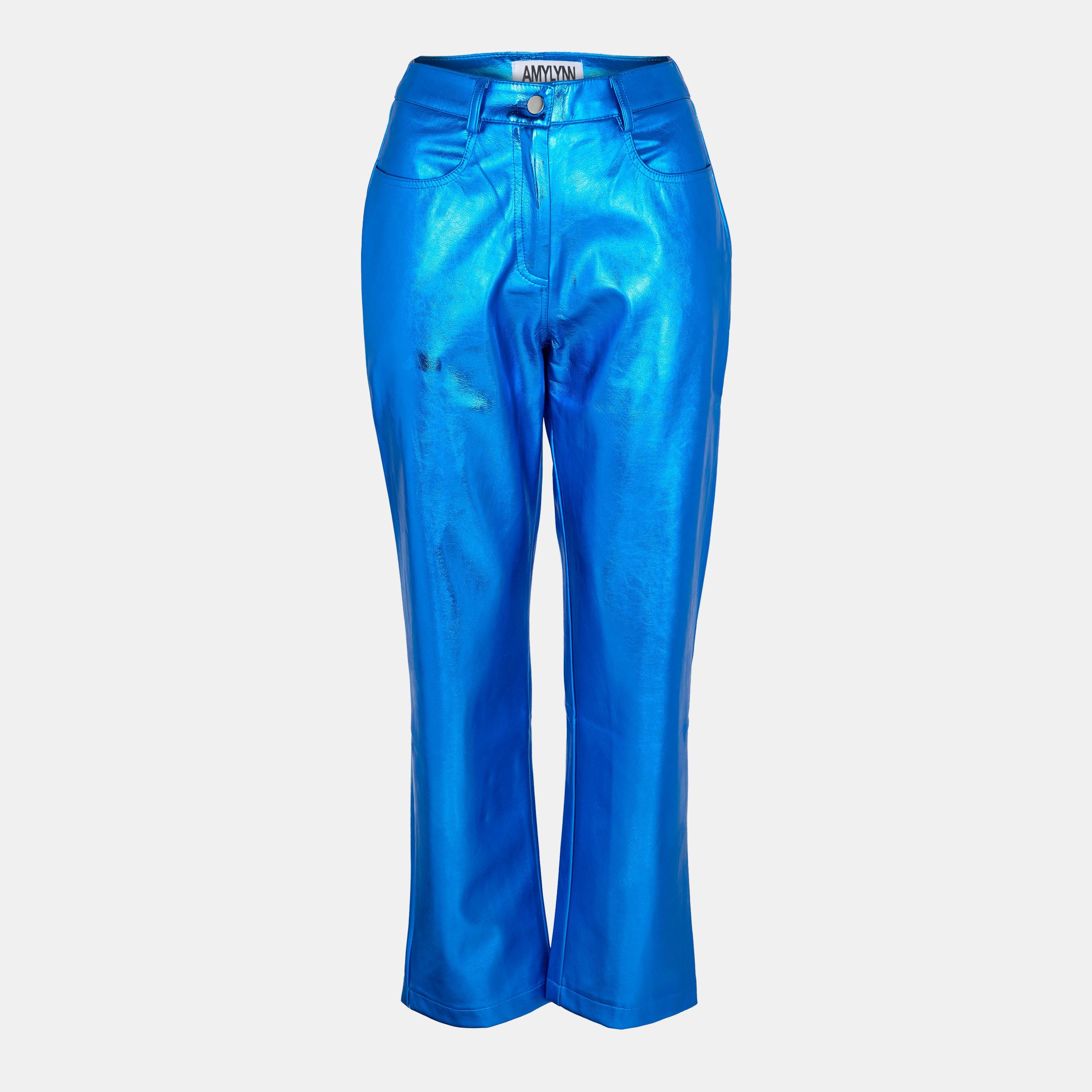 Amylynn Women's Leather/Pu Leather Trouser - Blue - 10 (M)
