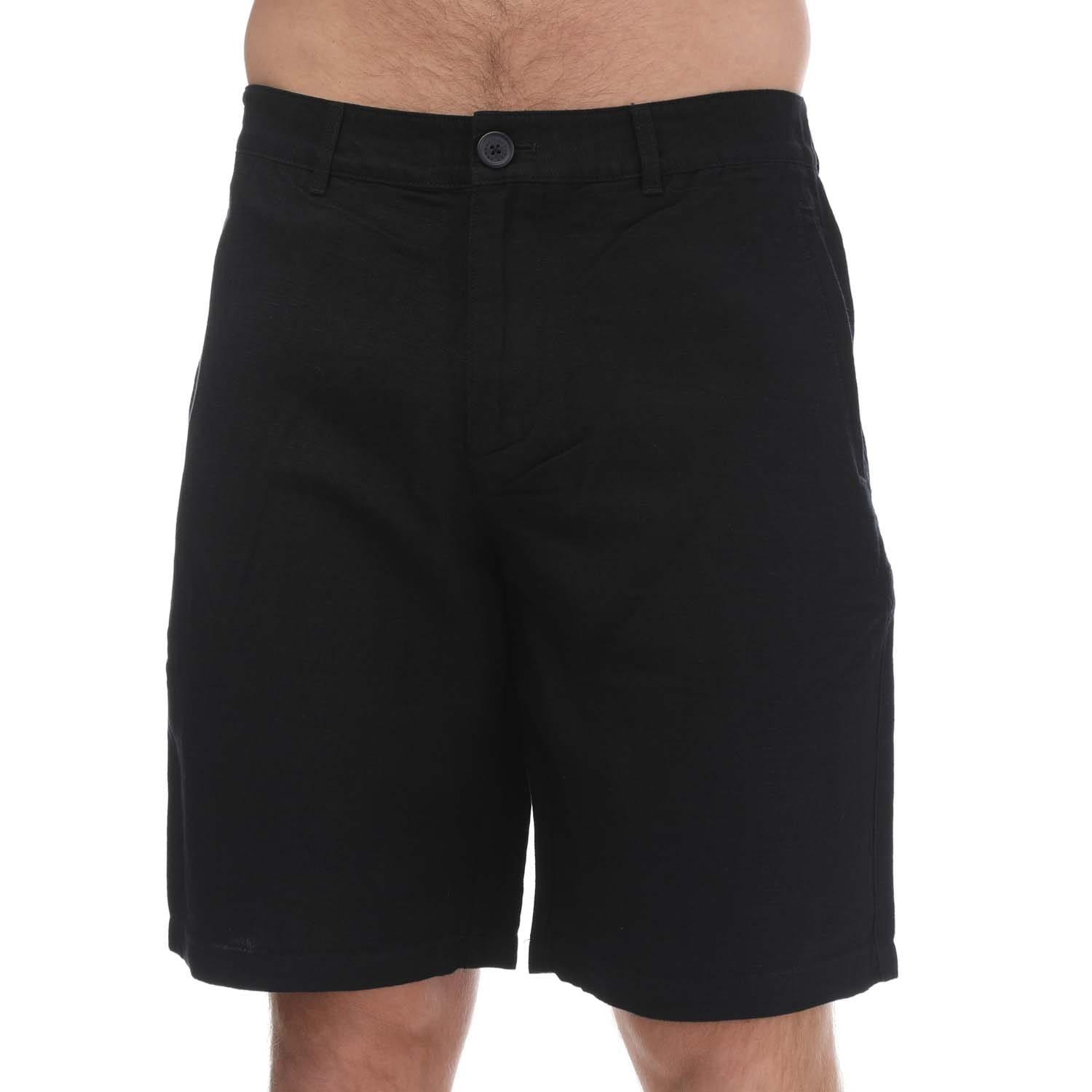 Navy - Armani Exchange - Linen Rayon Twill Shorts - 1