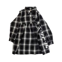 Off White Script Check Flannel Dress