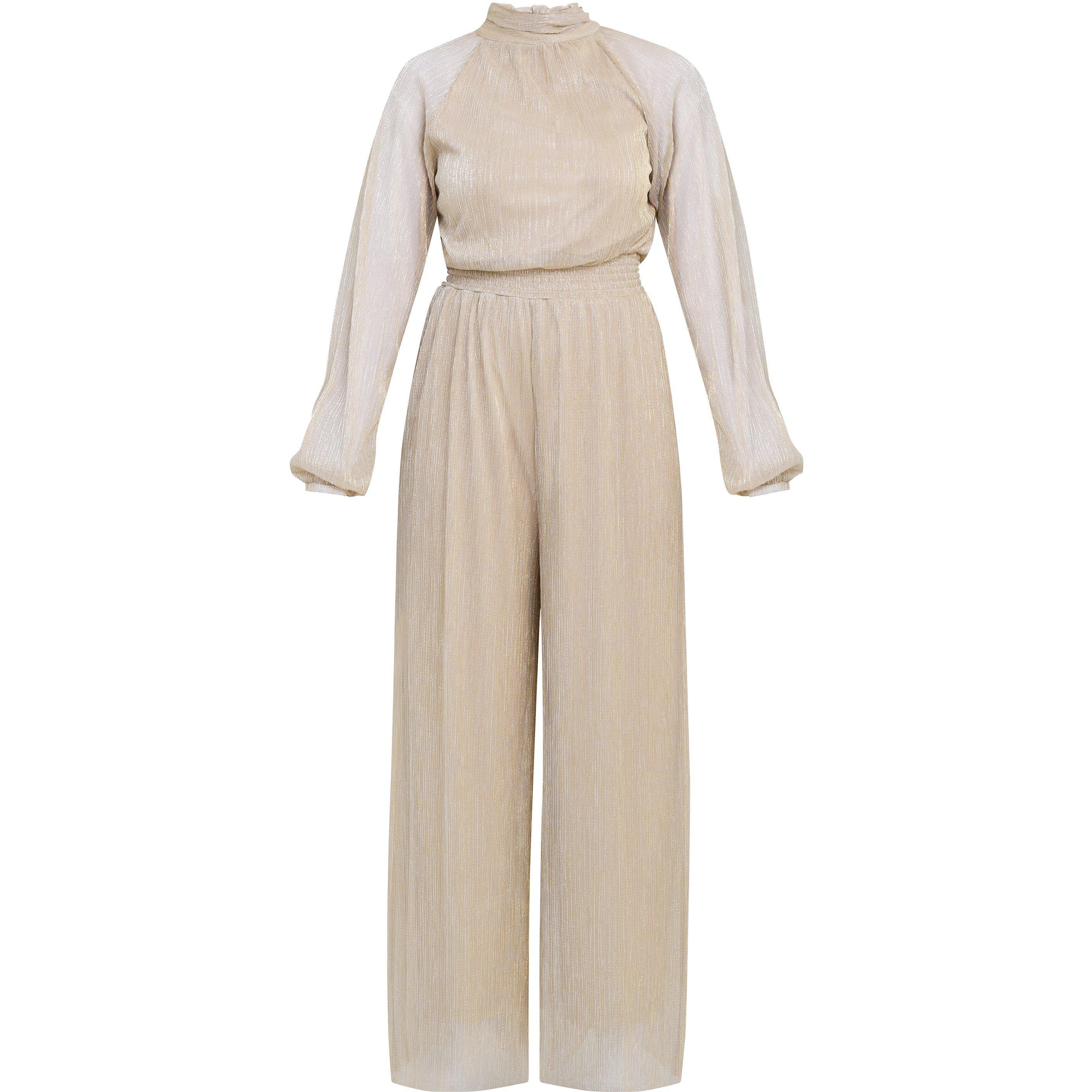 Gina Bacconi Women's Kylie Metallic Knit Jumpsuit - Gold / Silver - 18